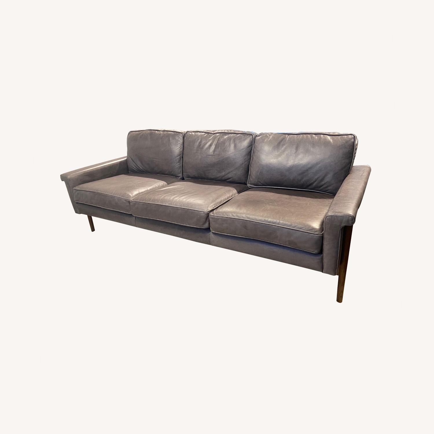West Elm Leon 82" Sofa Weston Leather Cinder Grey AptDeco