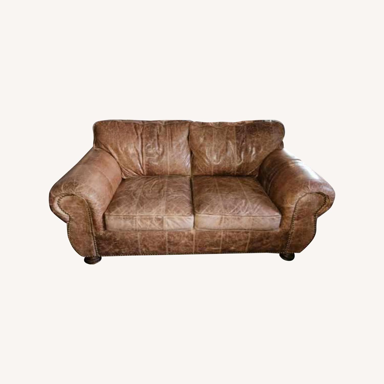 Distressed Leather Loveseat AptDeco