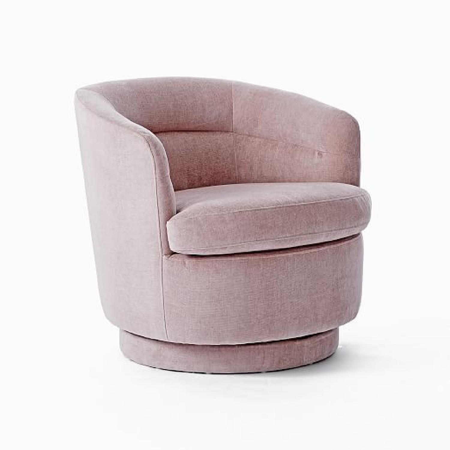 West Elm Pink Swivel Chair - image-4