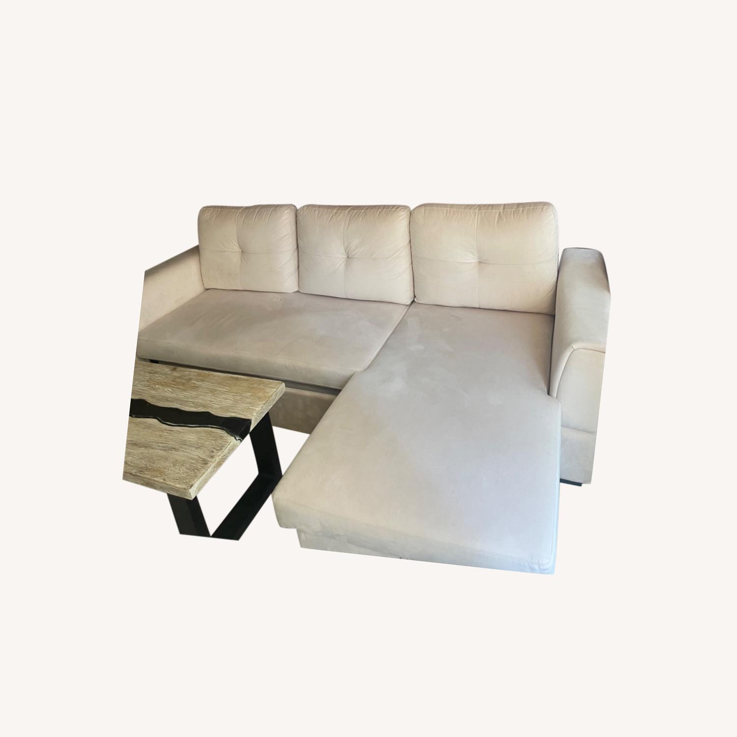 White Couch w/ Storage Under Chaise AptDeco