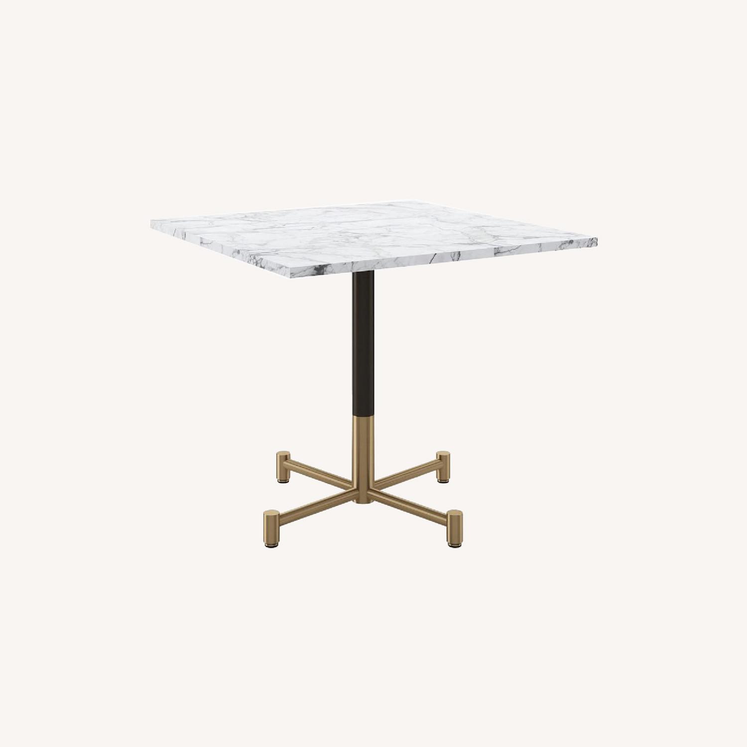 West Elm Restaurant Dining Table - Faux Marble - Square - image-0