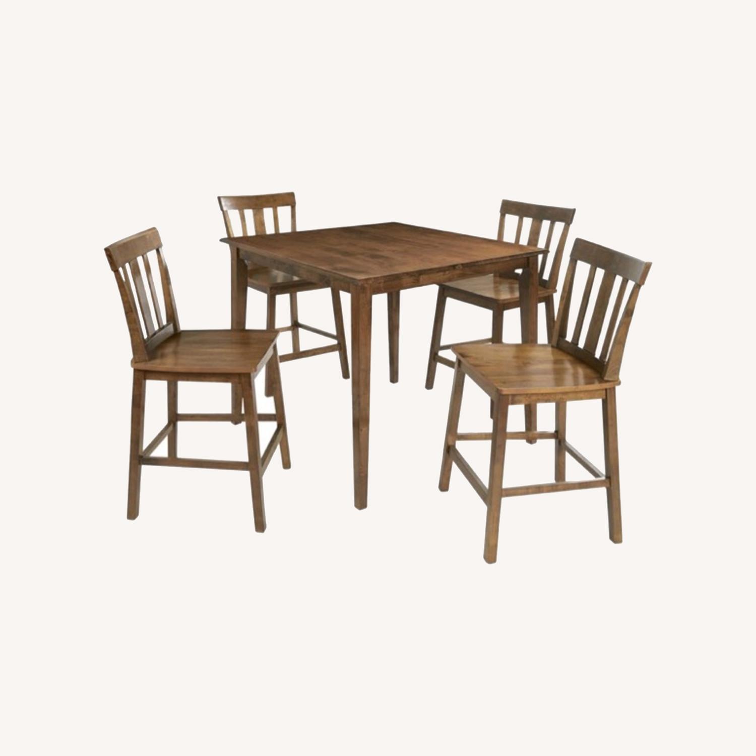5 Piece Counter Height Dining Set Cherry Wood AptDeco