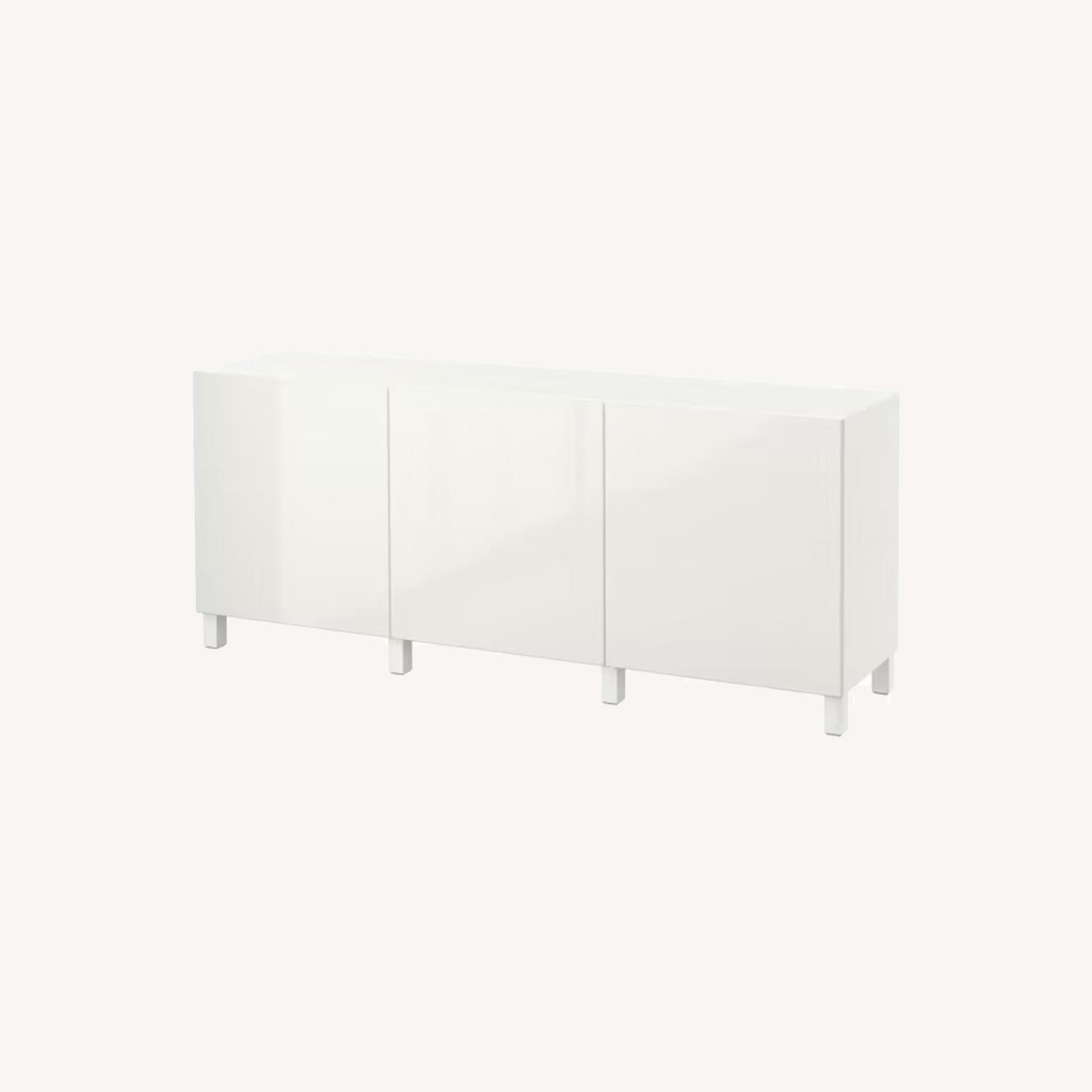 IKEA BESTA Storage Combination with Doors, White Gloss AptDeco