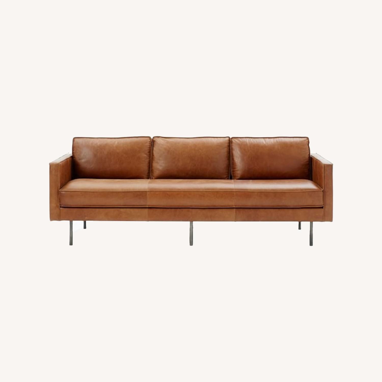 West Elm Axel 89" Sofa, Saddle Leather, Nut AptDeco
