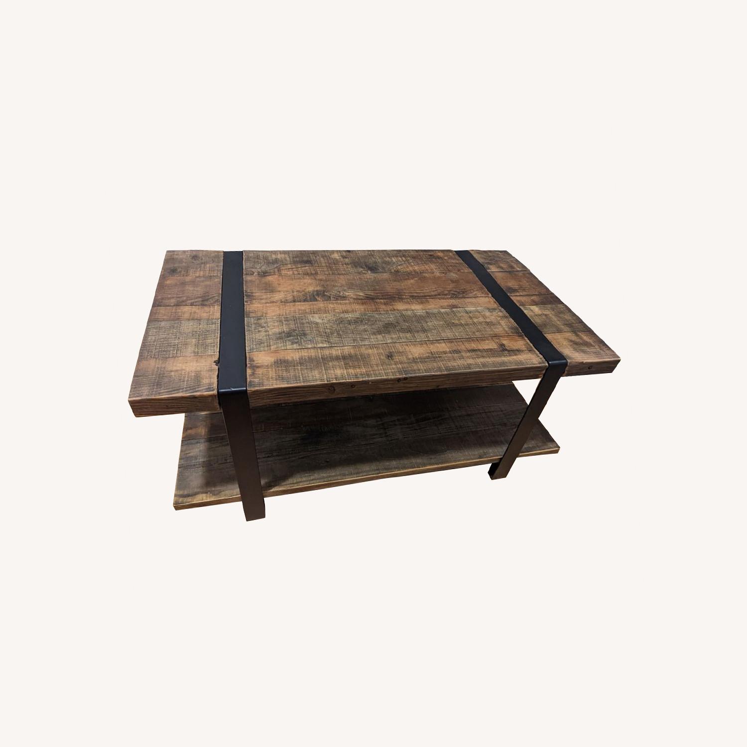 Crate & Barrel Wooden, Industrial Coffee Table - image-0