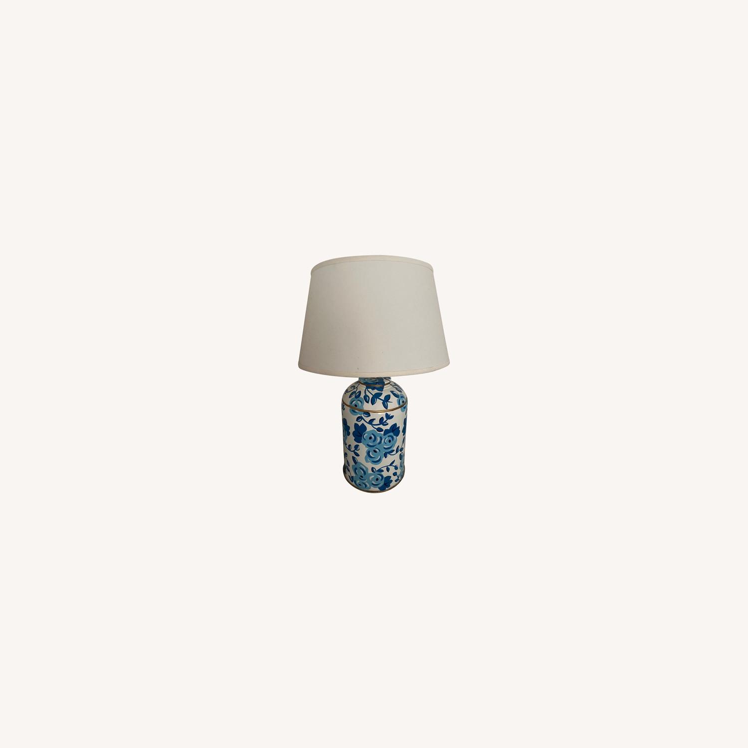 Hand-painted Blue Floral Table Lamp - image-0