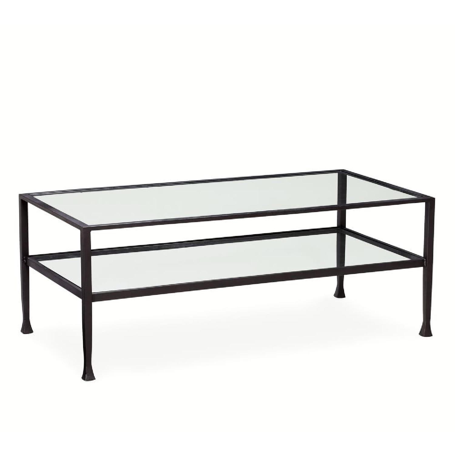 Pottery Barn Bronze & Glass 2-Tier Coffee Table - image-4