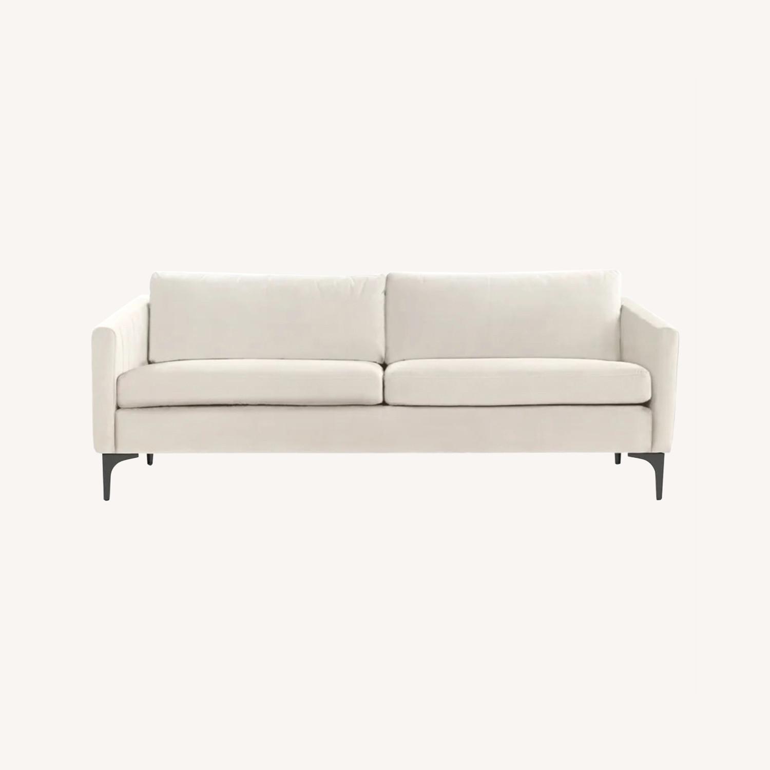 AllModern Ivory Velvet Sofa AptDeco