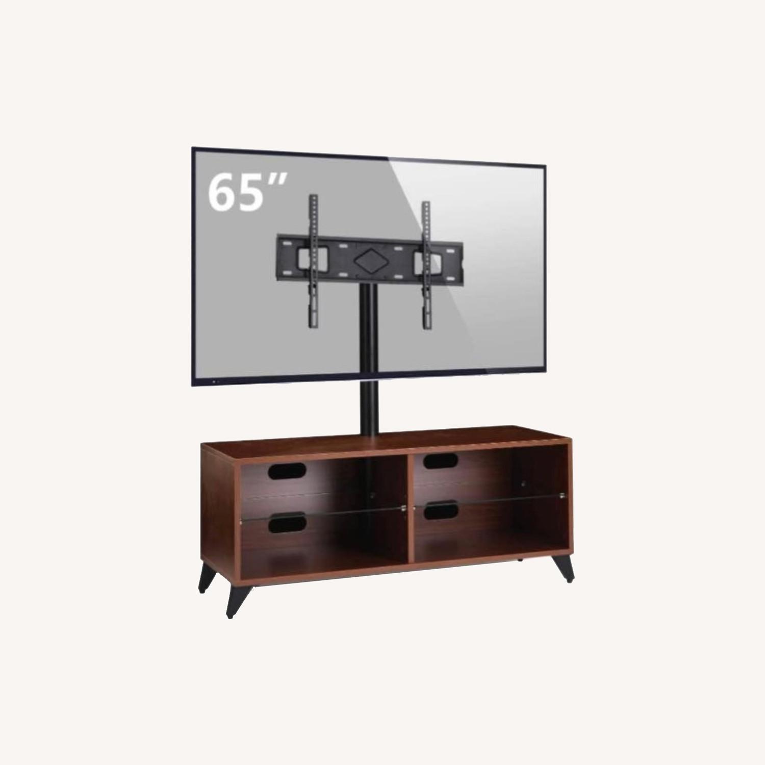 Wood Entertainment Center System TV Stand w Swivel AptDeco