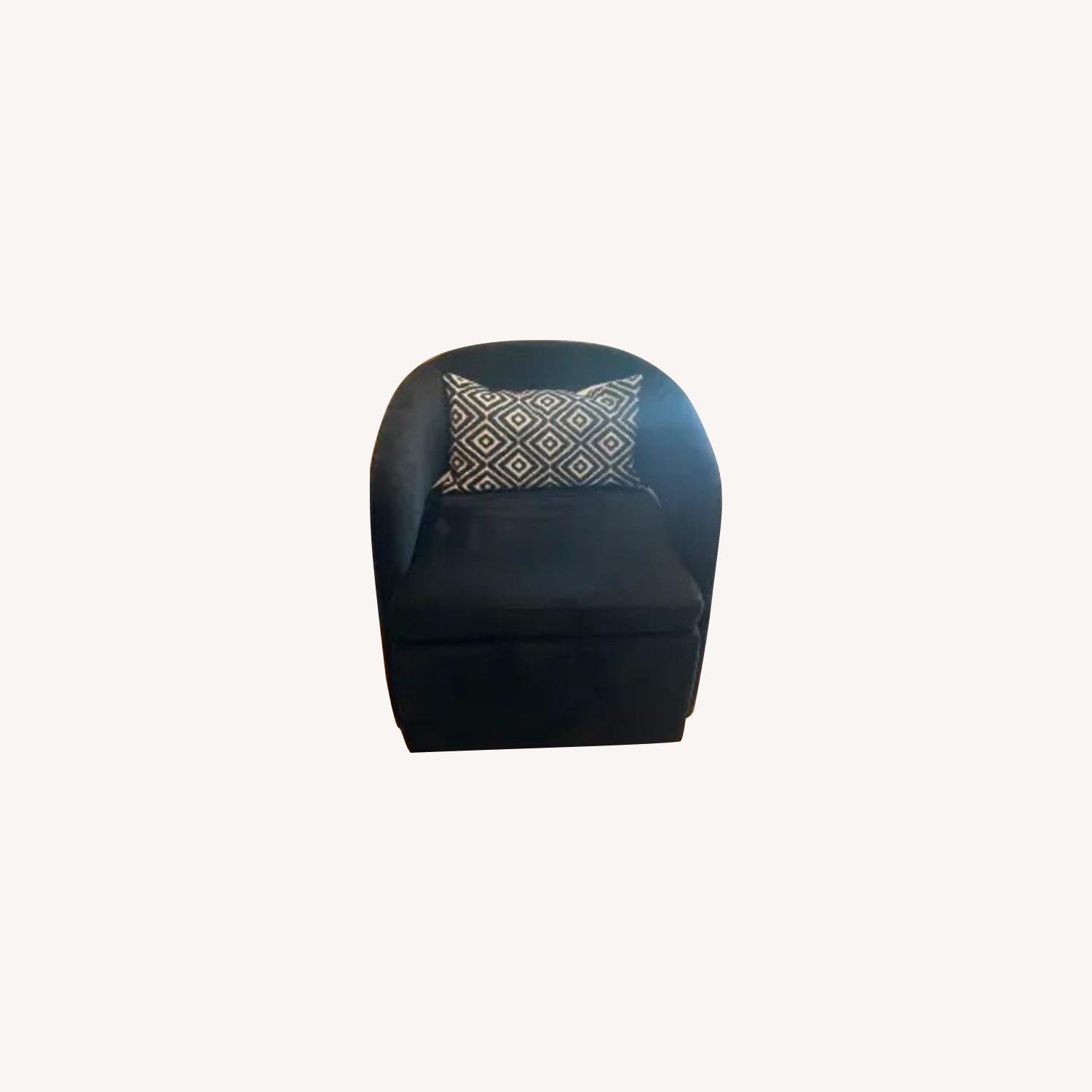 Black Microsuede Swivel Accent Chair AptDeco