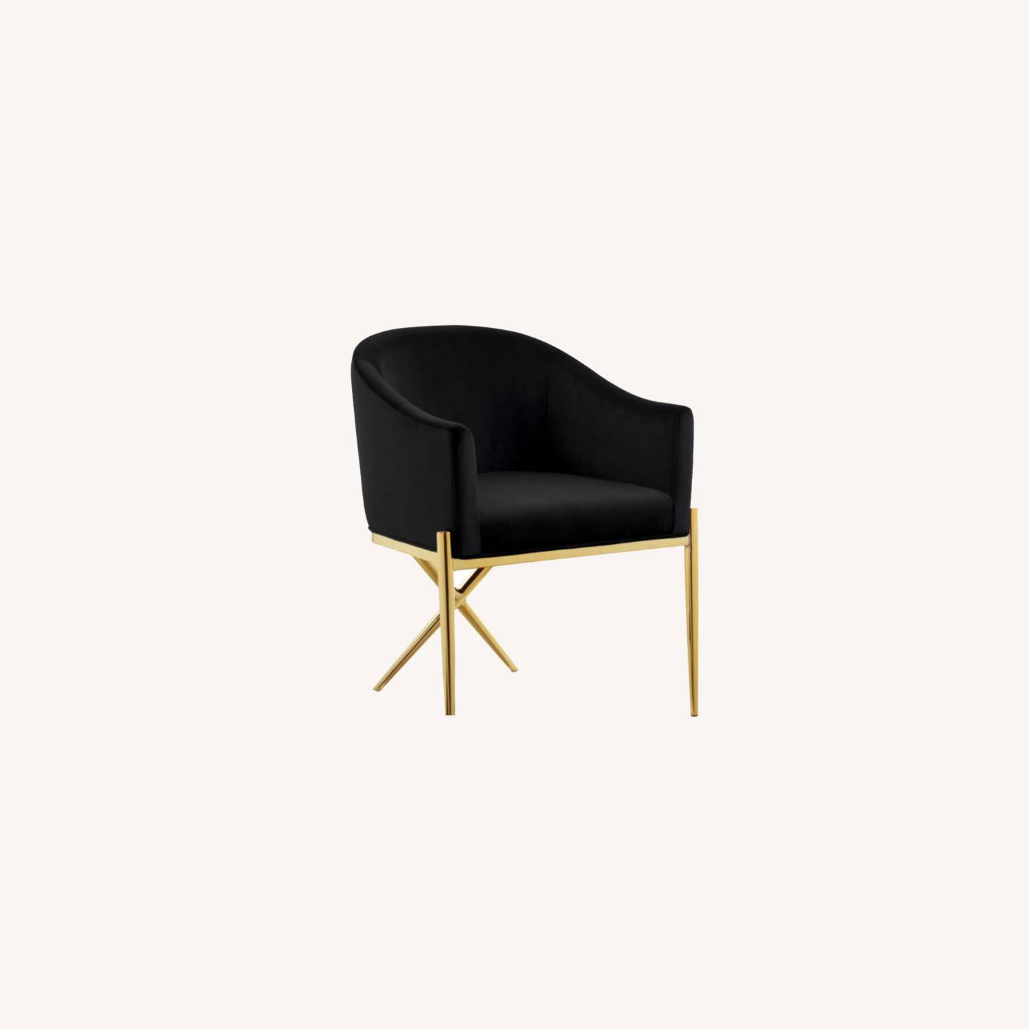 Xavier Velvet Dining Chair, Black, Gold Legs AptDeco
