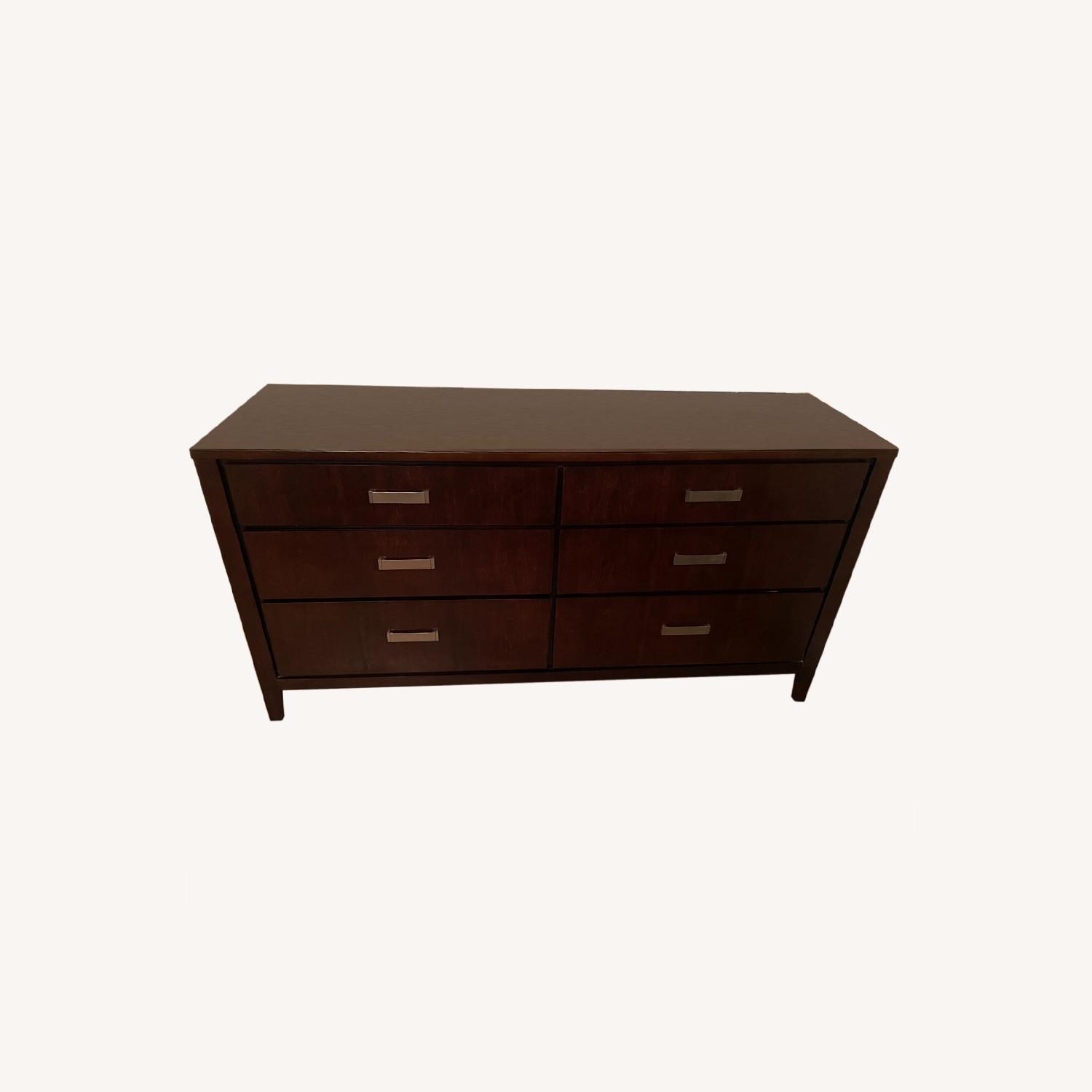 Raymour & Flanigan Dark Brown Wood 6-Drawer Dresser - image-0