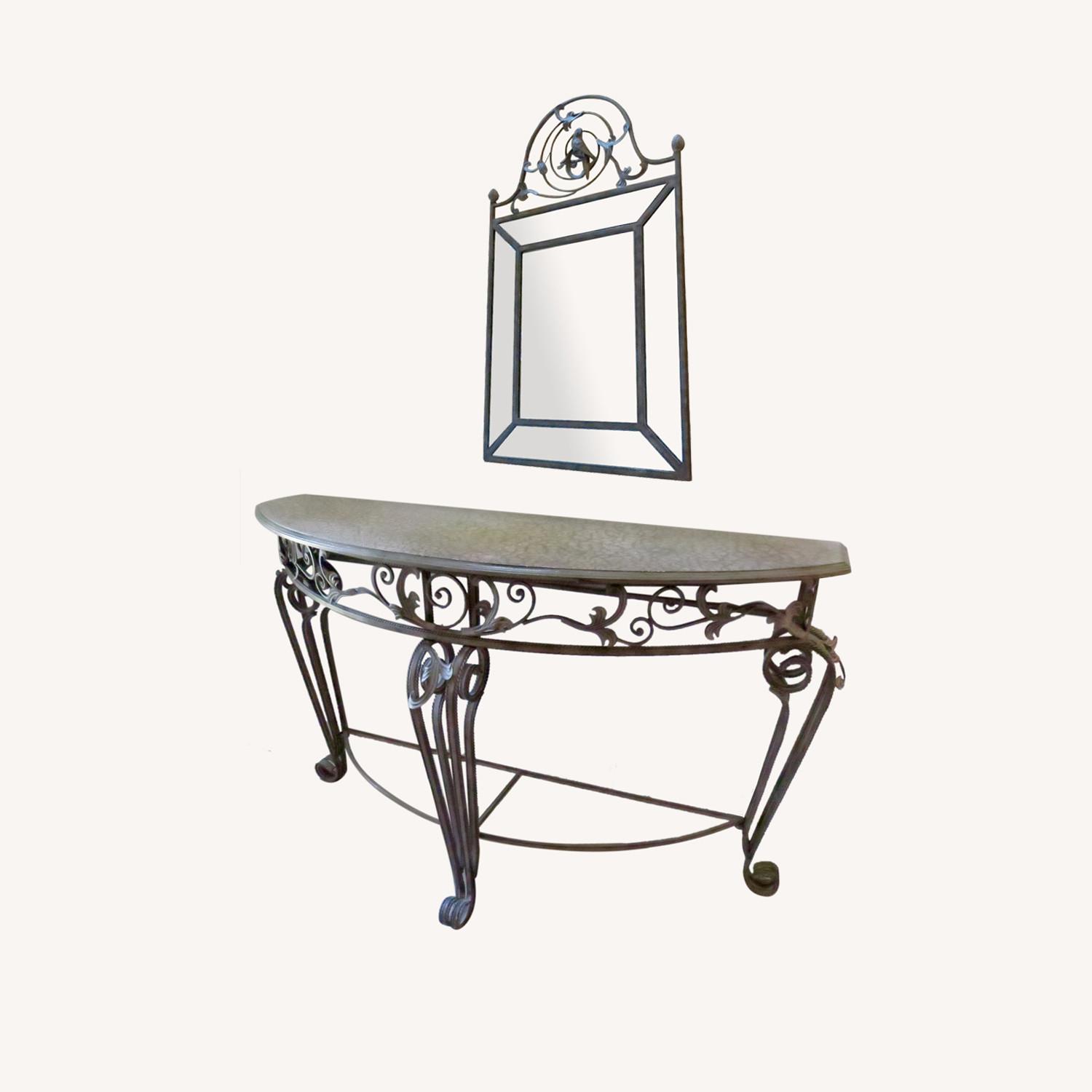 VTG Metal Console Table Foyer Hallway and Mirror - image-0