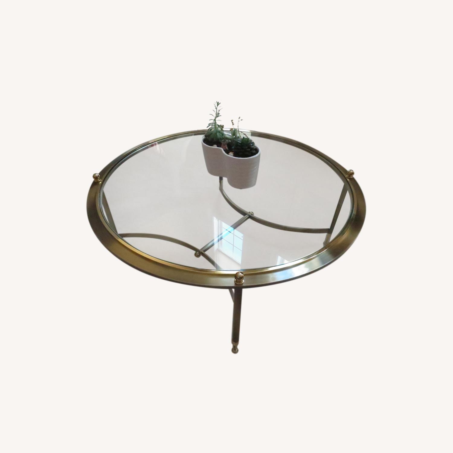 VTG Set of 3 Glass/Brass Coffee and 2 End Tables AptDeco