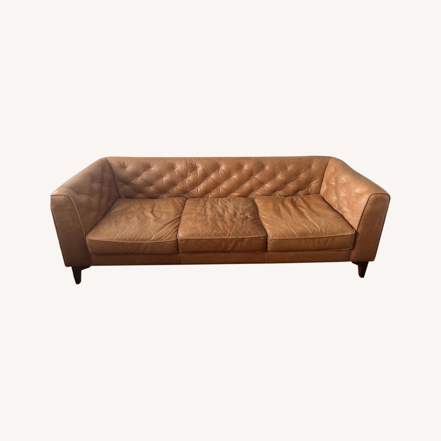 Poly and Bark Cognac Tan Leather 3 Seater Sofa AptDeco