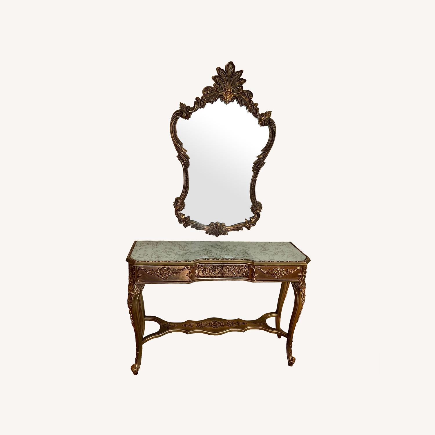 Gold Carved Wood Console Table AptDeco