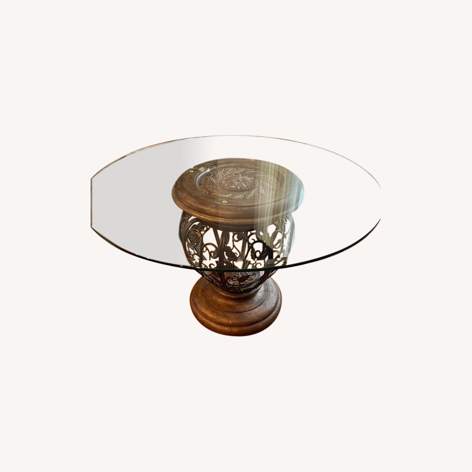 Ornate Iron Table With Glass Top - image-0