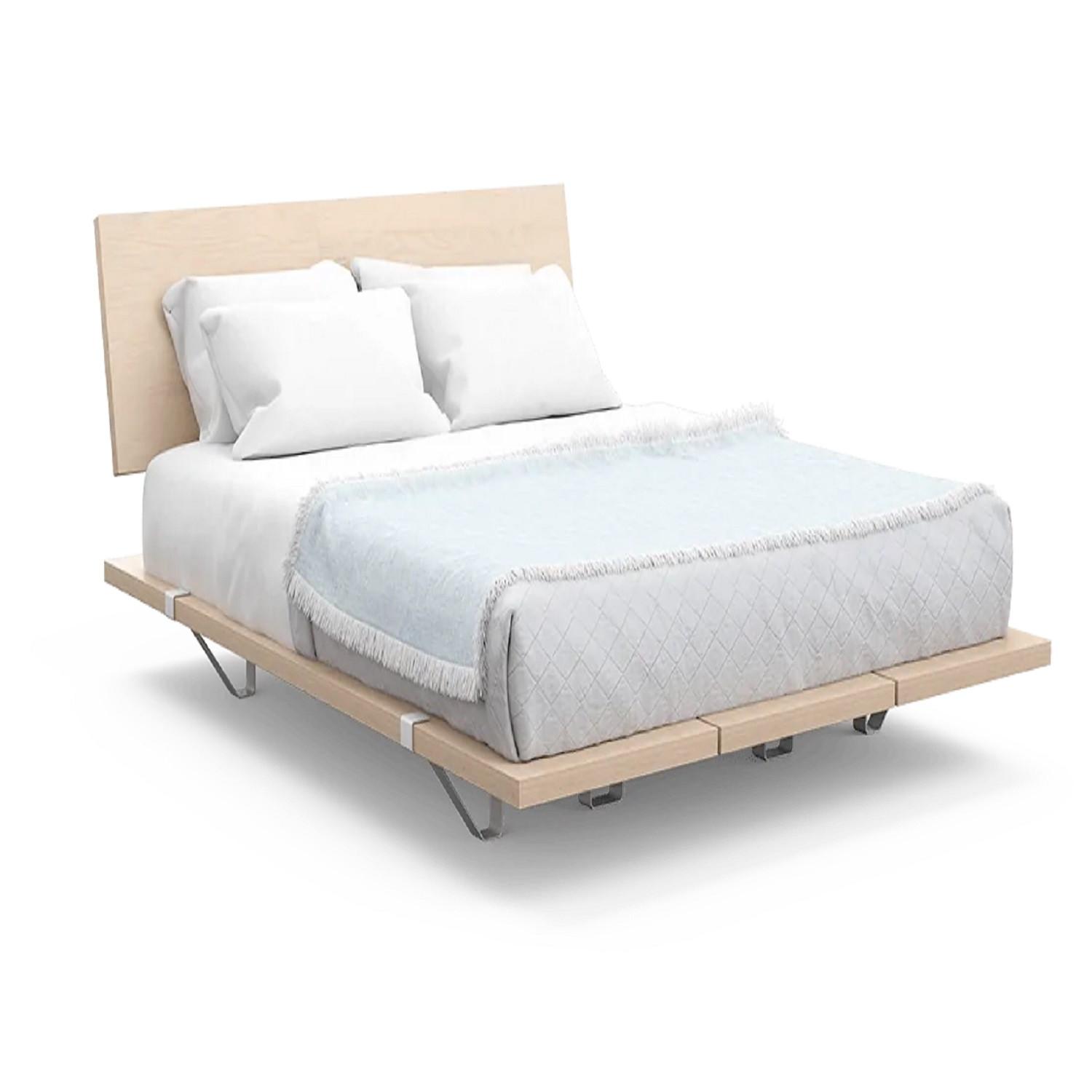 Floyd Bed with Headboard White/Birch AptDeco