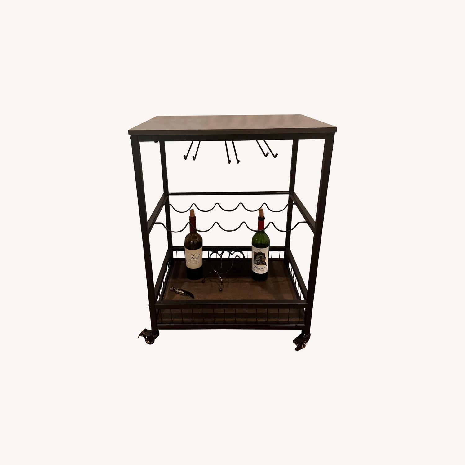Lex Industrial Rectangular Wine Rack Bar Cart AptDeco