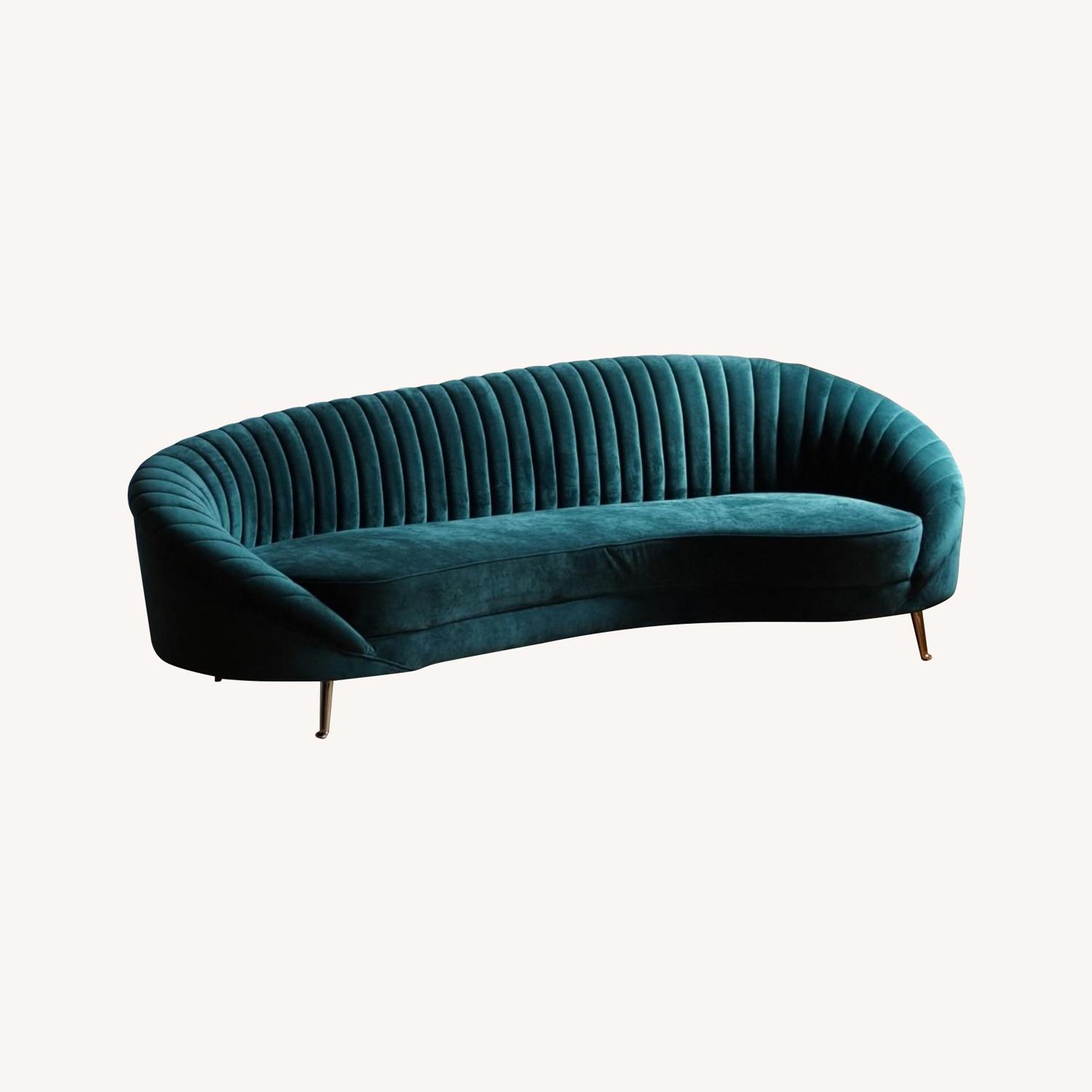 Serpentine Modern Sofa in Evergreen Velvet - image-5