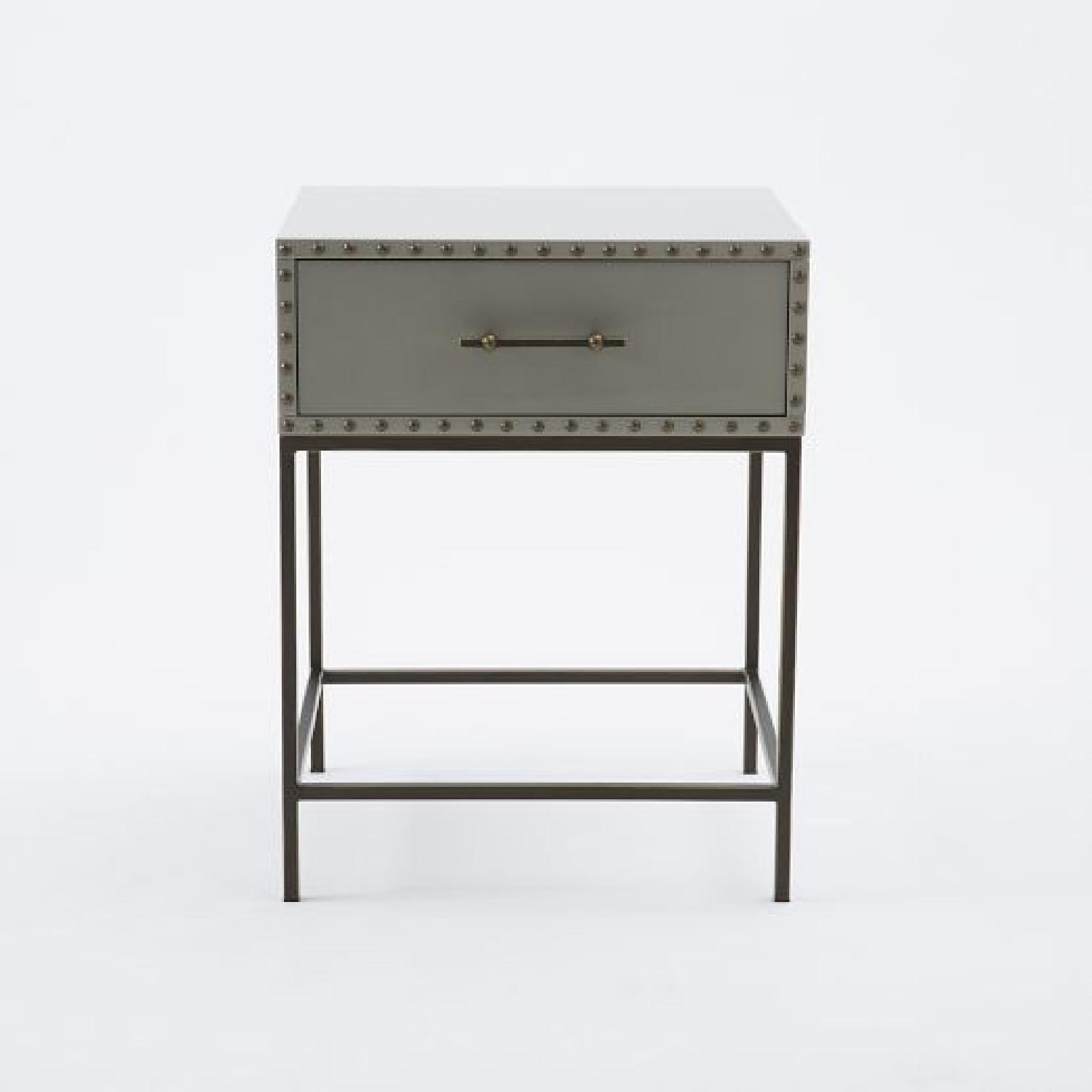 West Elm Nailhead Nightstand Grey Lacquer AptDeco