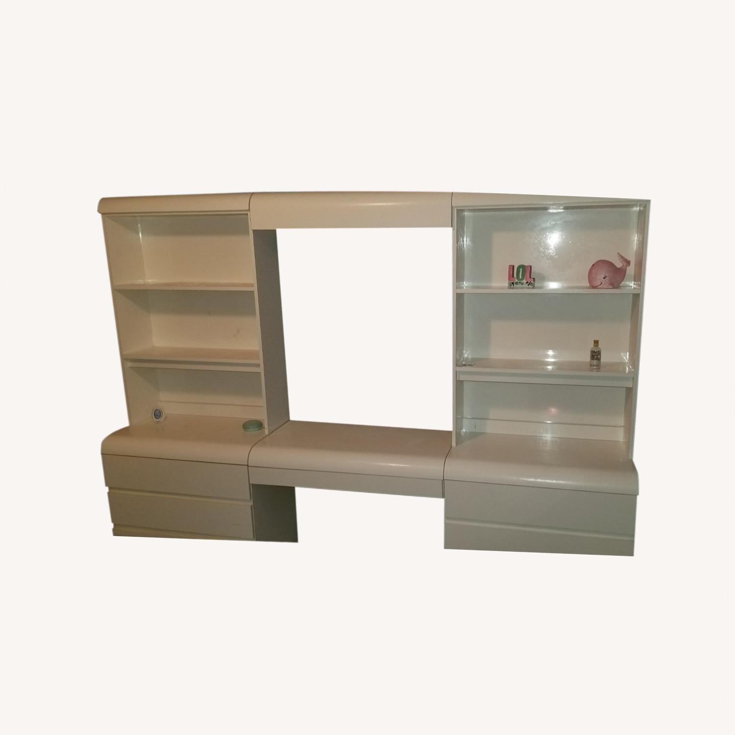 White Lacquer 6 Piece Bedroom Dresser with Desk - image-0