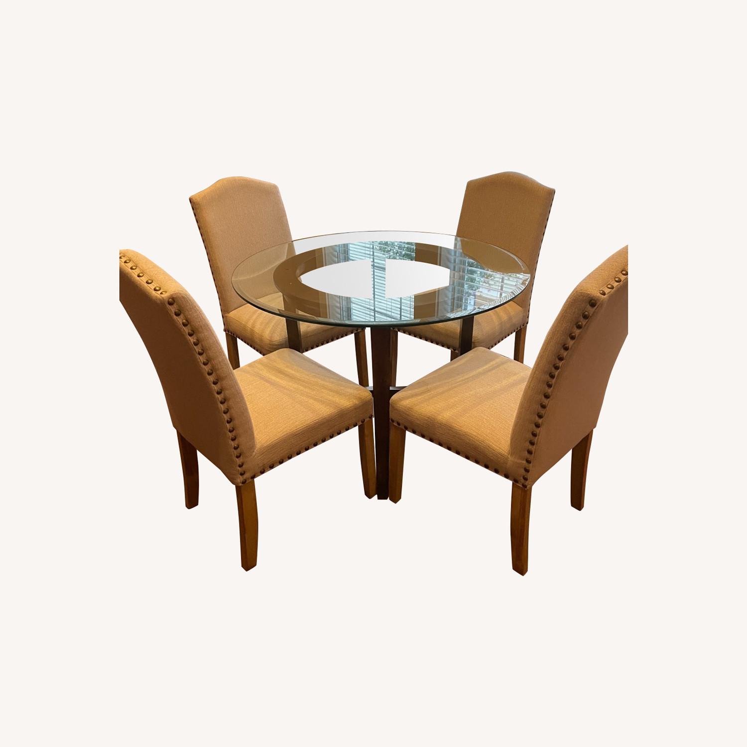 42 inch Round Glass Dining Table with Chairs - image-0