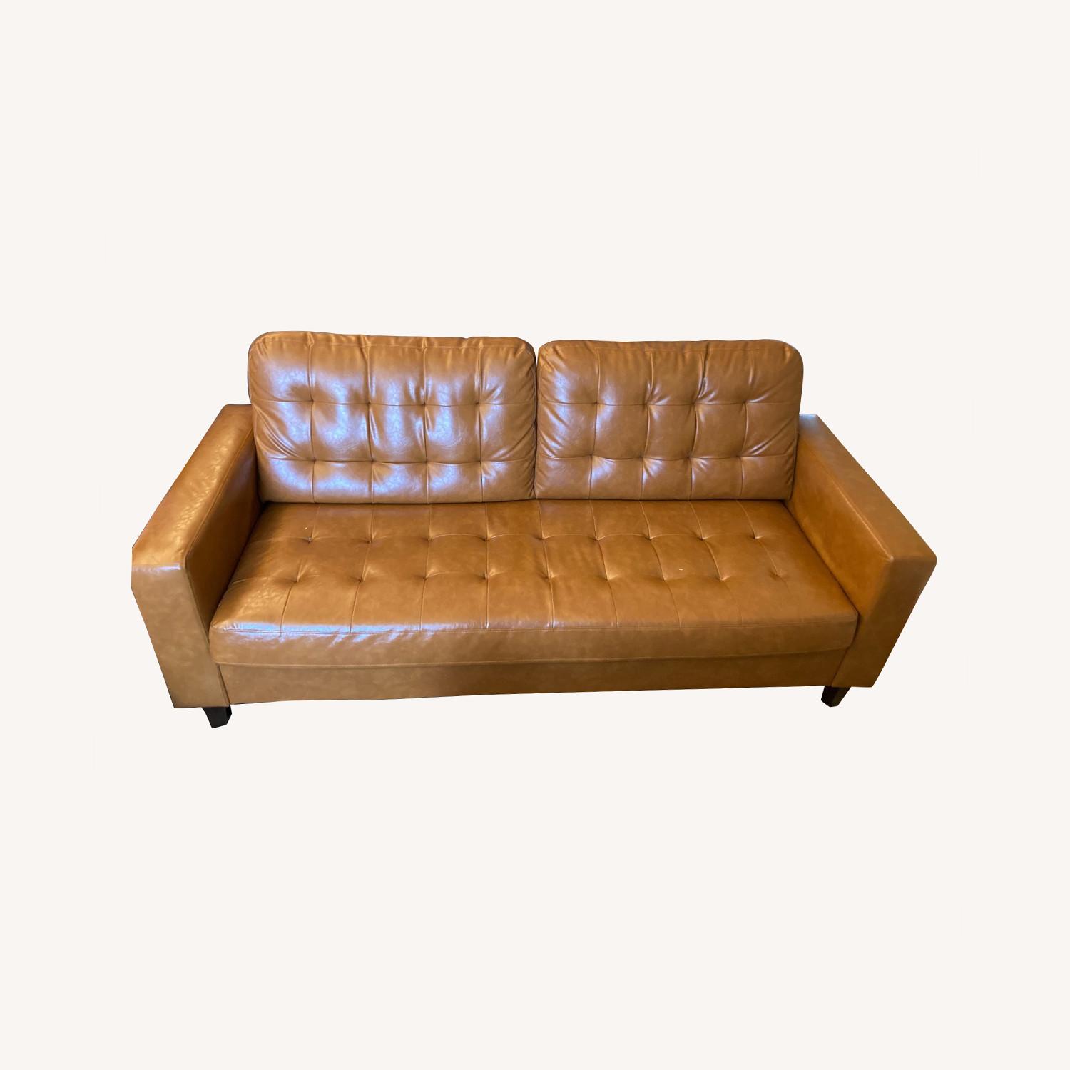 Wayfair Camel Faux Leather Sofa AptDeco