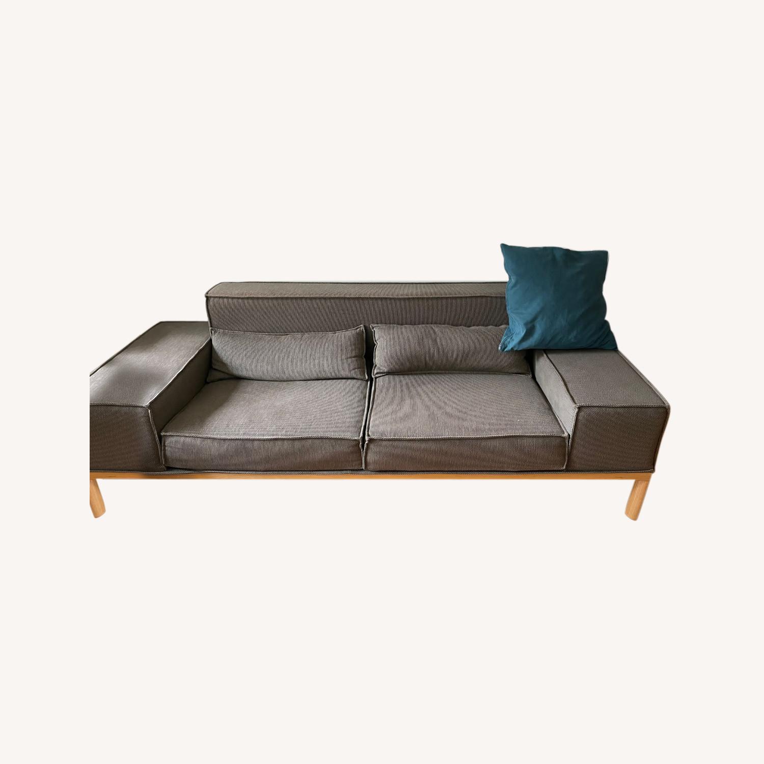Oak Wood Sofa, Pillows of Natural Material AptDeco