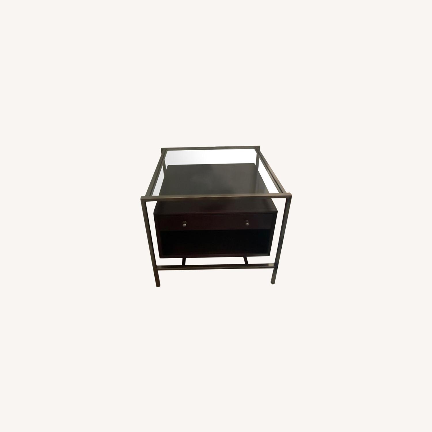 Vangaurd Custom Glass and Wood Side Table AptDeco
