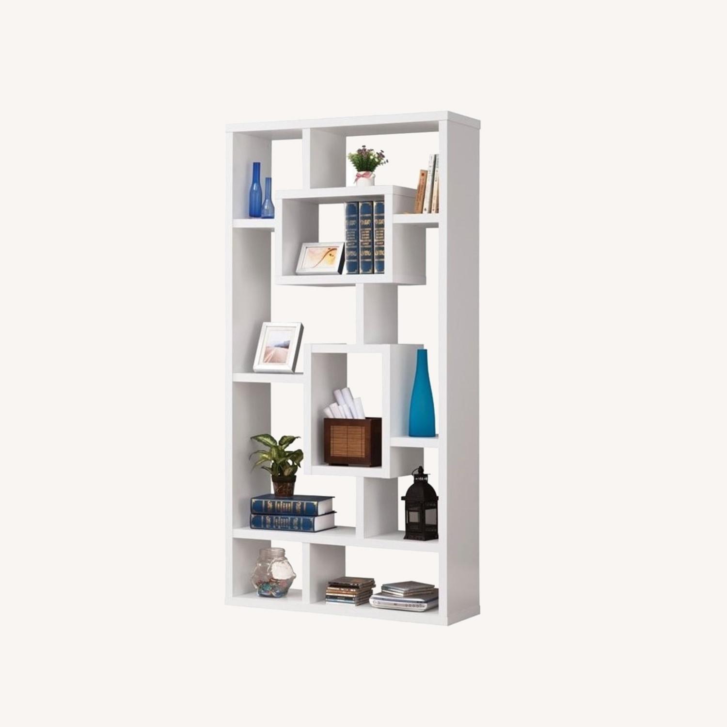 Contemporary Asymmetrical Cube Bookcase in White - image-0