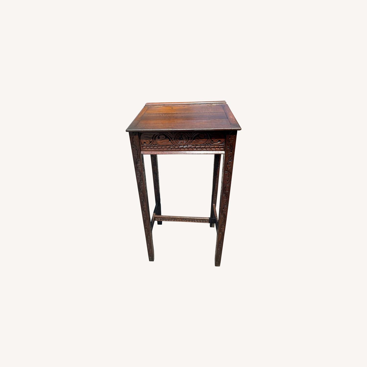 Antique 1900s Carved Oak Podium - image-0