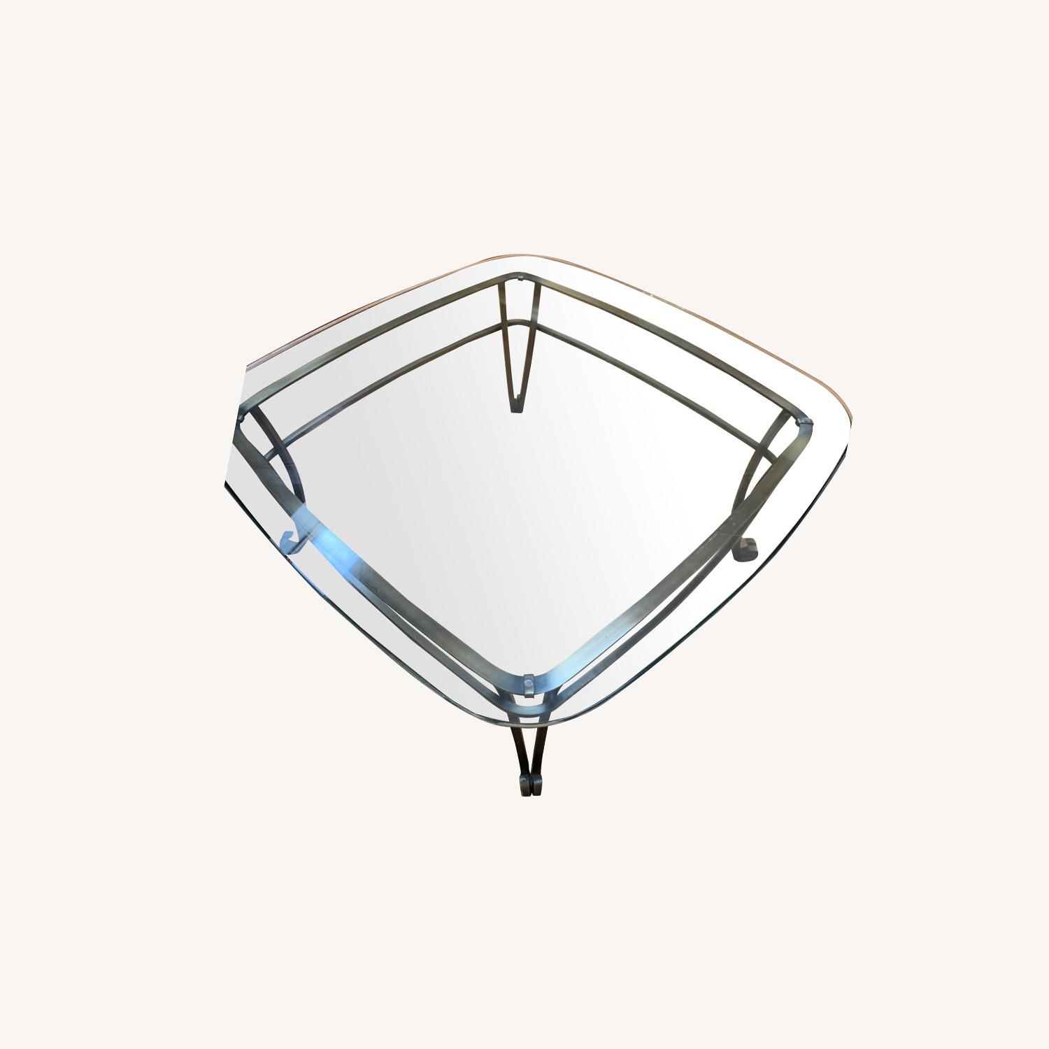 Solid Glass and Brass Table - image-0