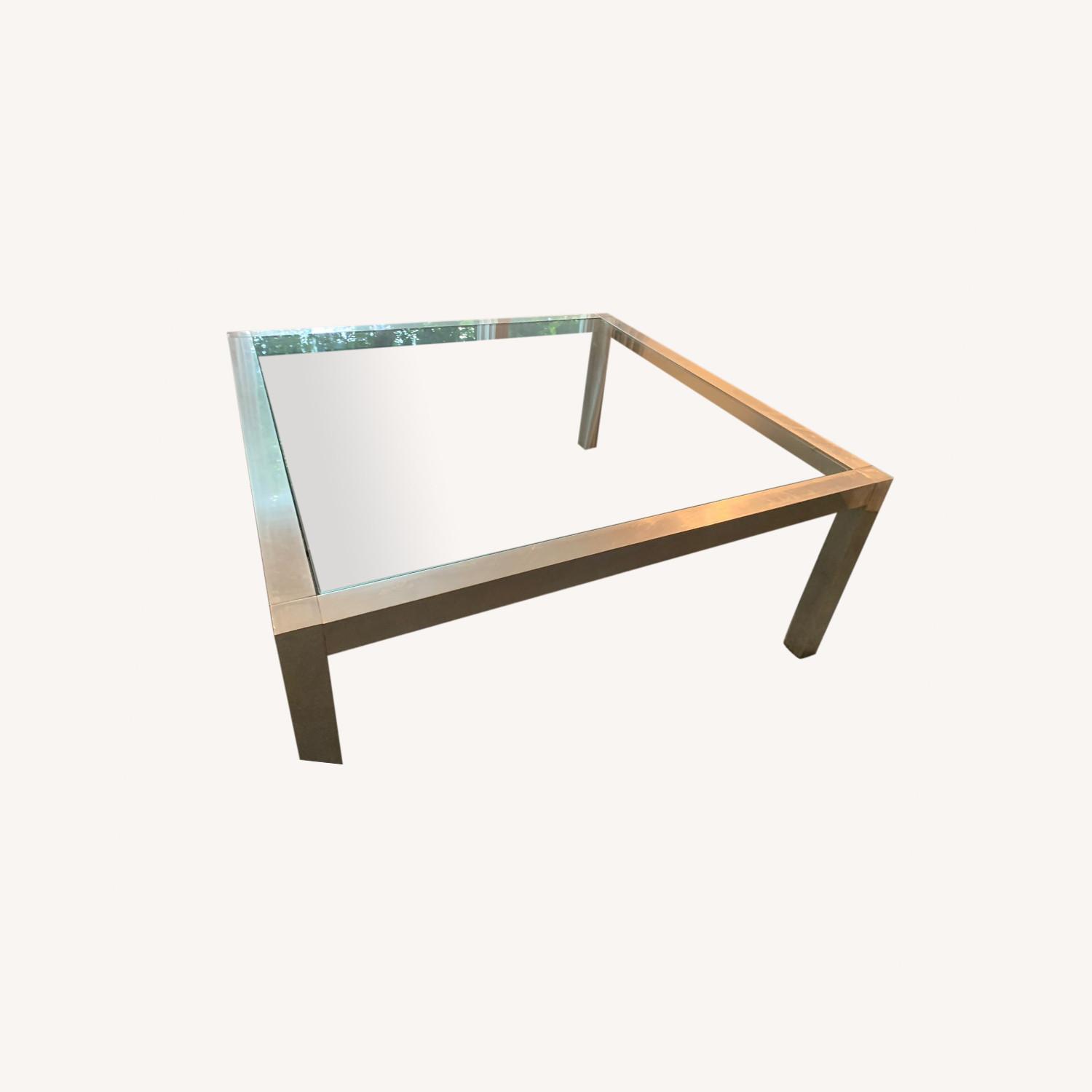 Glass Table with Aluminum Frame AptDeco