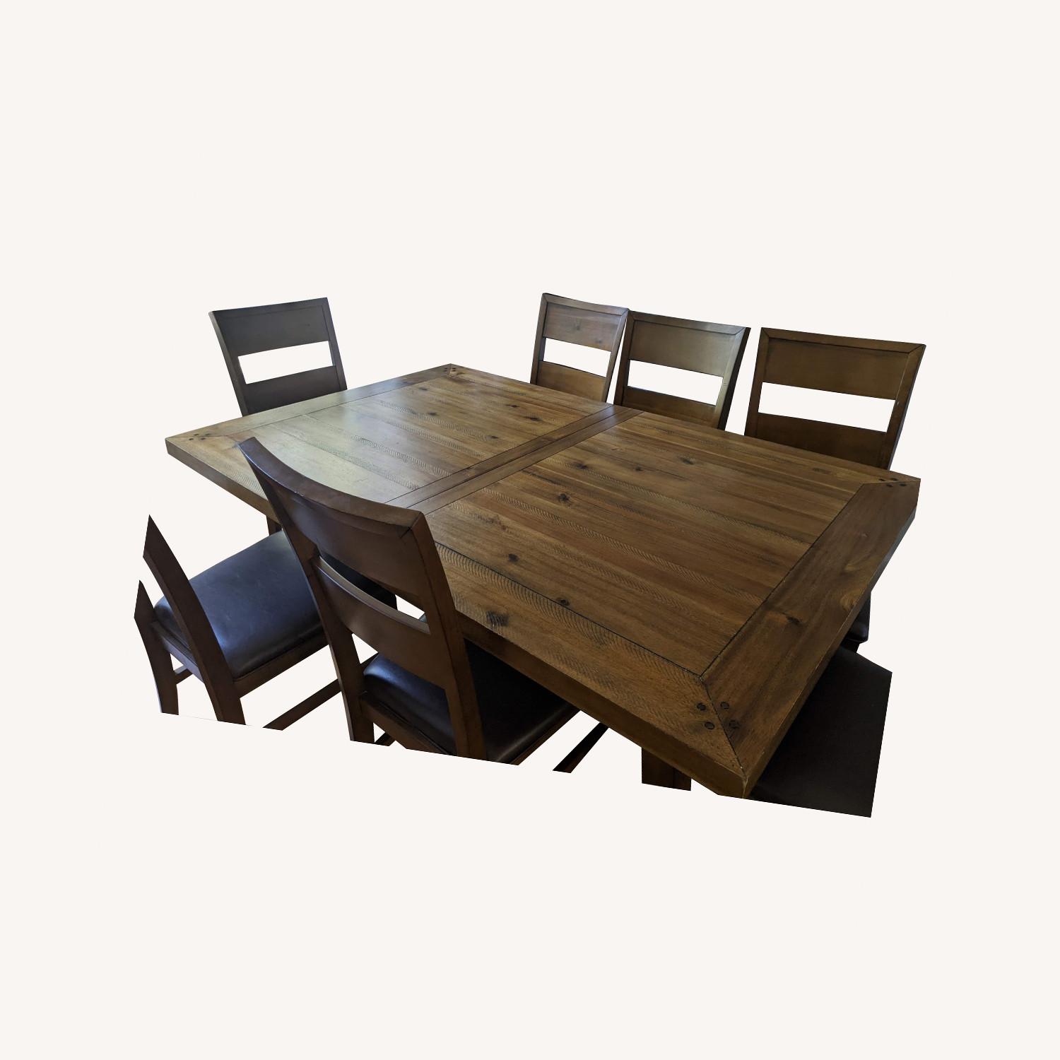 Distressed Wood Trestle Dining Set - image-0
