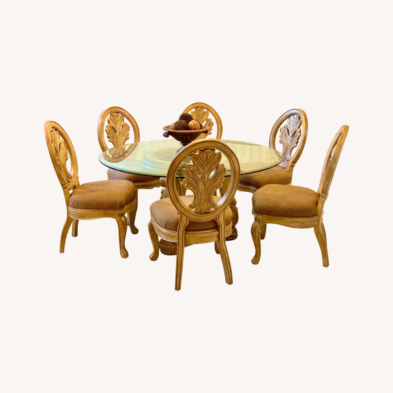 Royal Glass Dining Table with 6 Chairs AptDeco