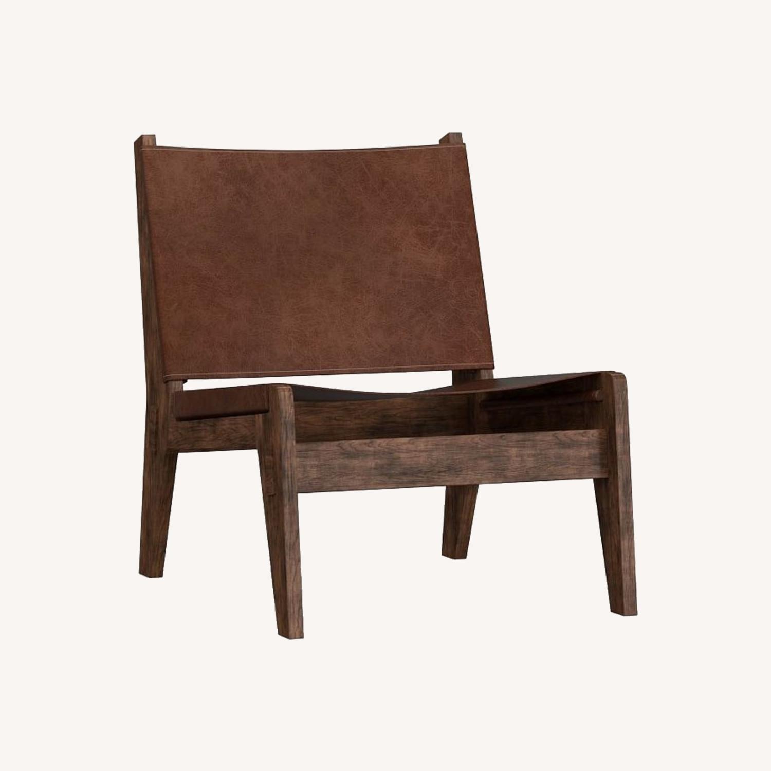 Pottery Barn Del Ray Leather Sling Chair,Rustic Brown AptDeco