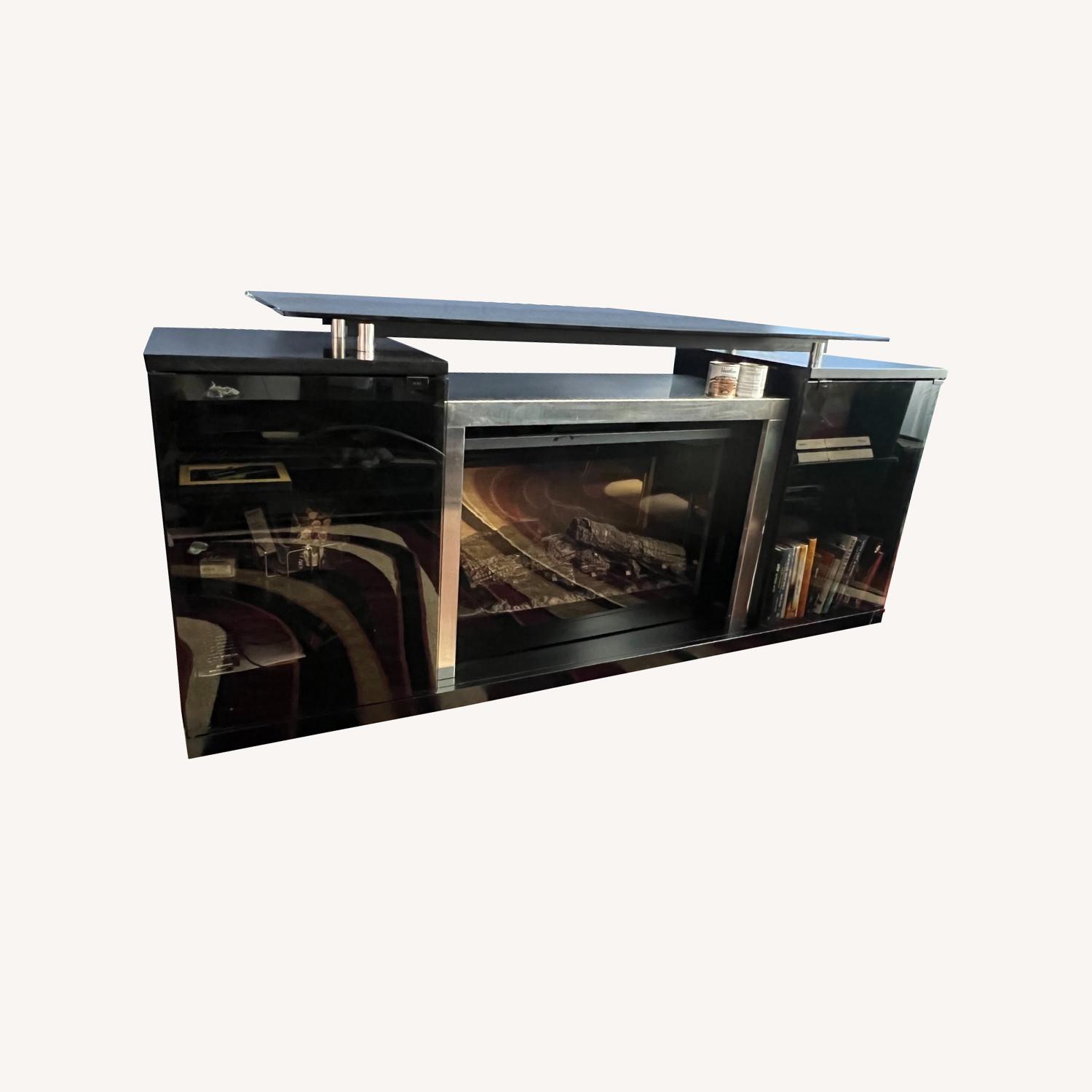 Raymour & Flanigan TV Stand with Fire Place and Storage AptDeco