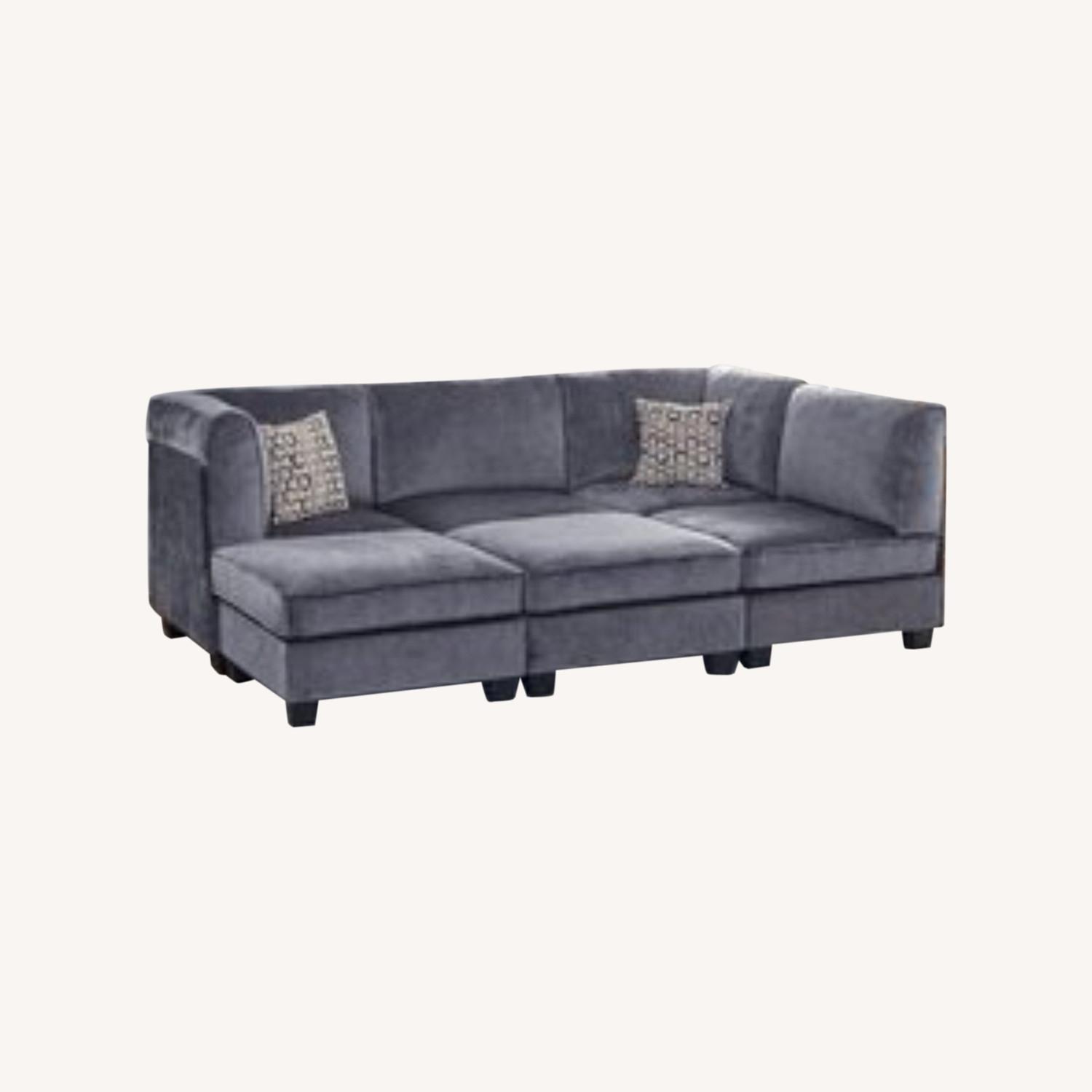 Wayfair Gray Sectional Modular Velvet Sofa Couch AptDeco