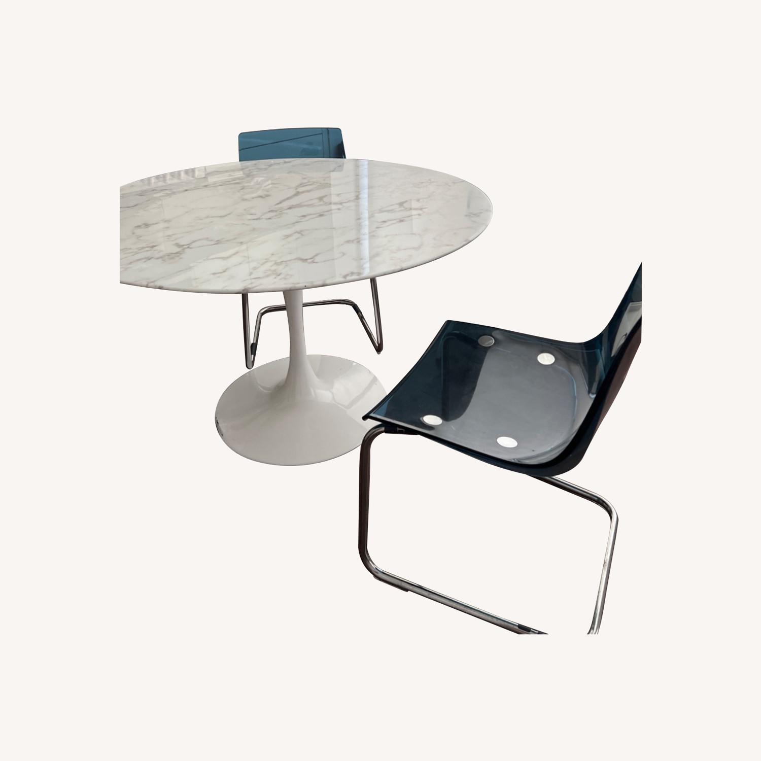 Faux Marble Table and two Matching Chairs AptDeco