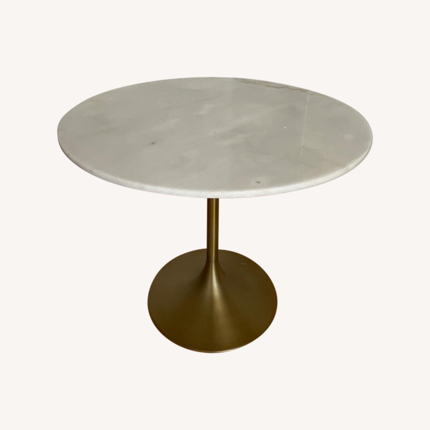 World Market White Marble and Brass Tulip Table - image-0