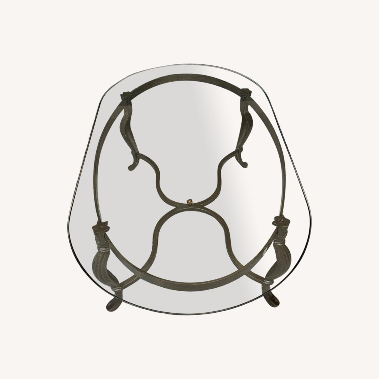 Coffee Table, Iron Base and Glass Top - image-0