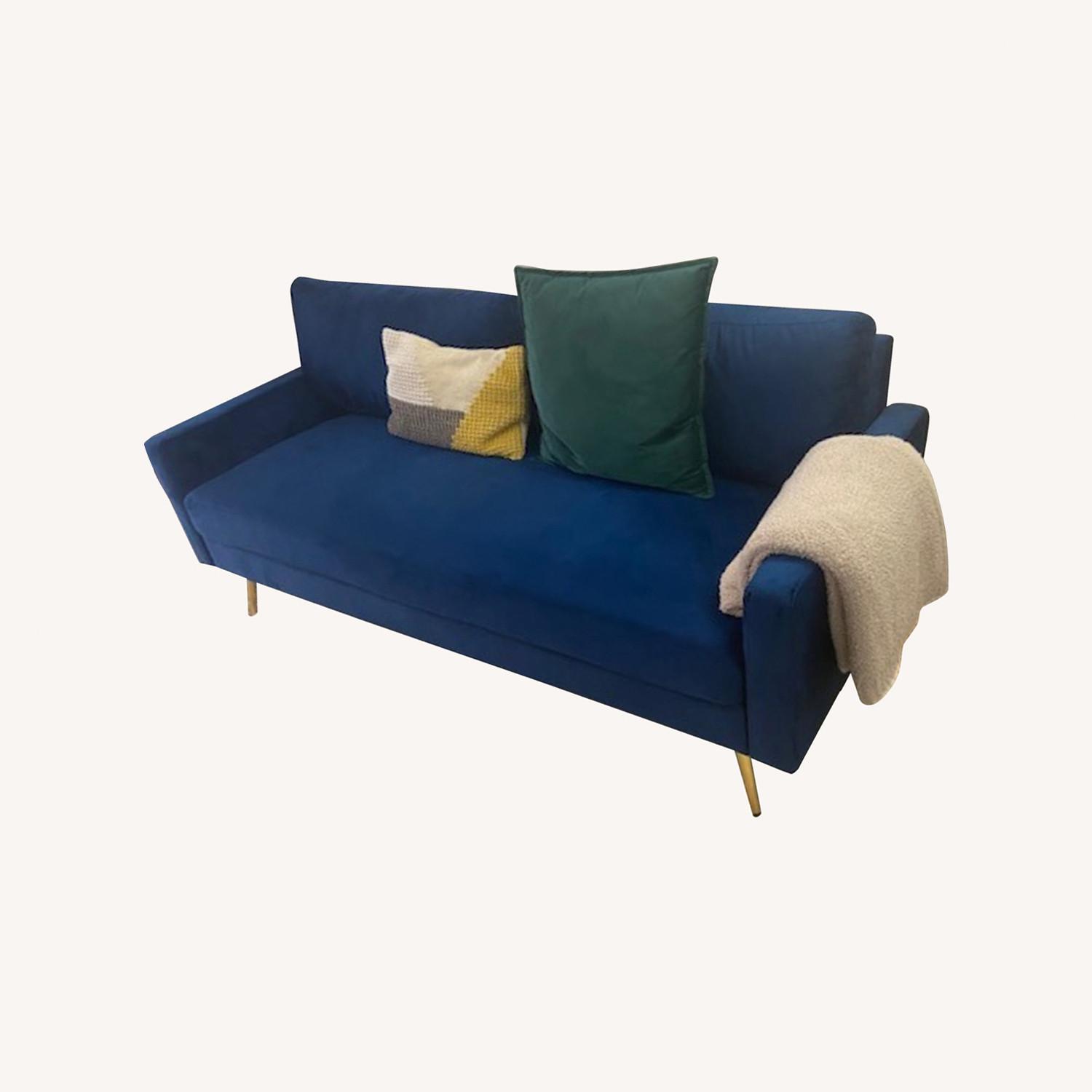 Wayfair Velvet Blue Couch AptDeco