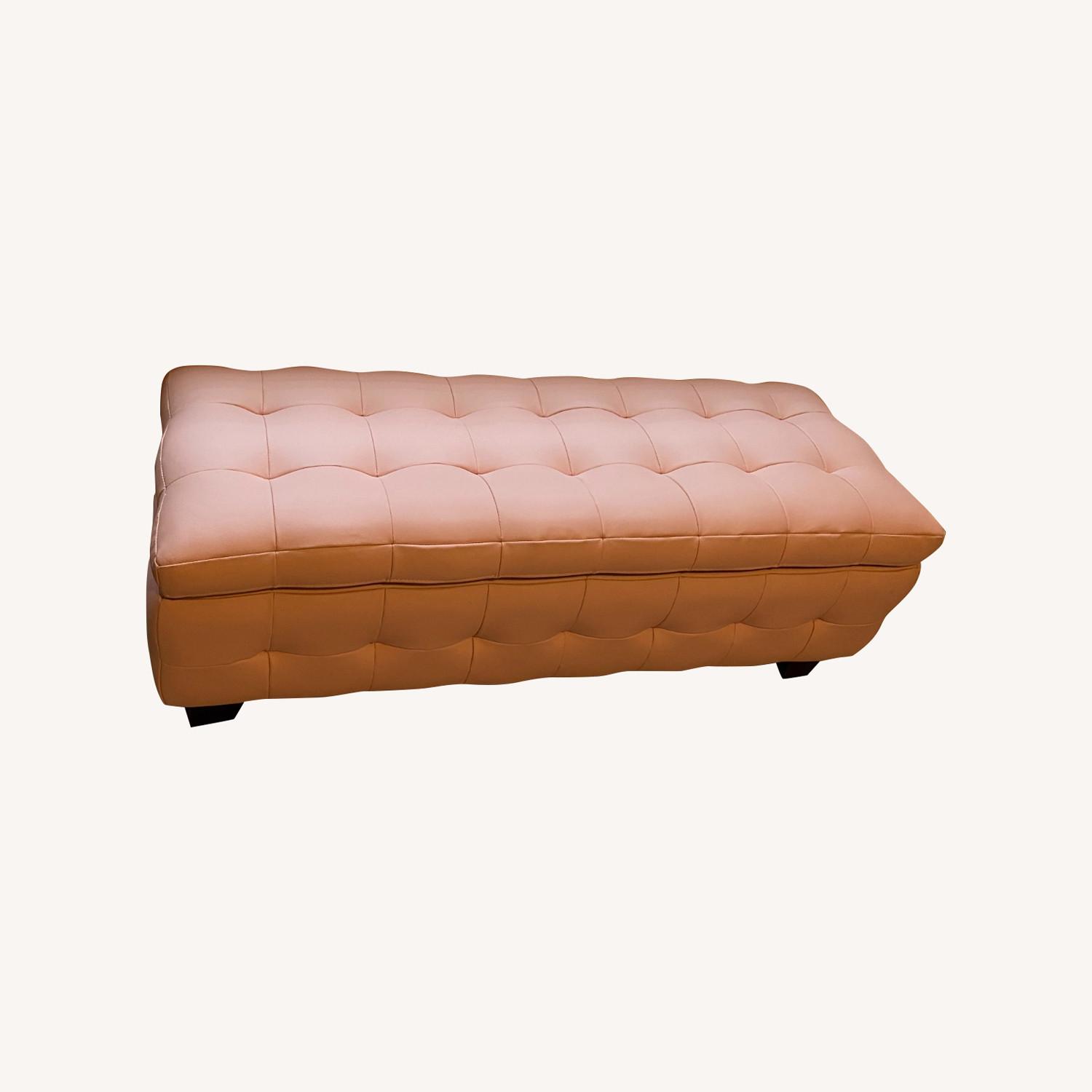 Pink Faux Leather Storage Bench AptDeco