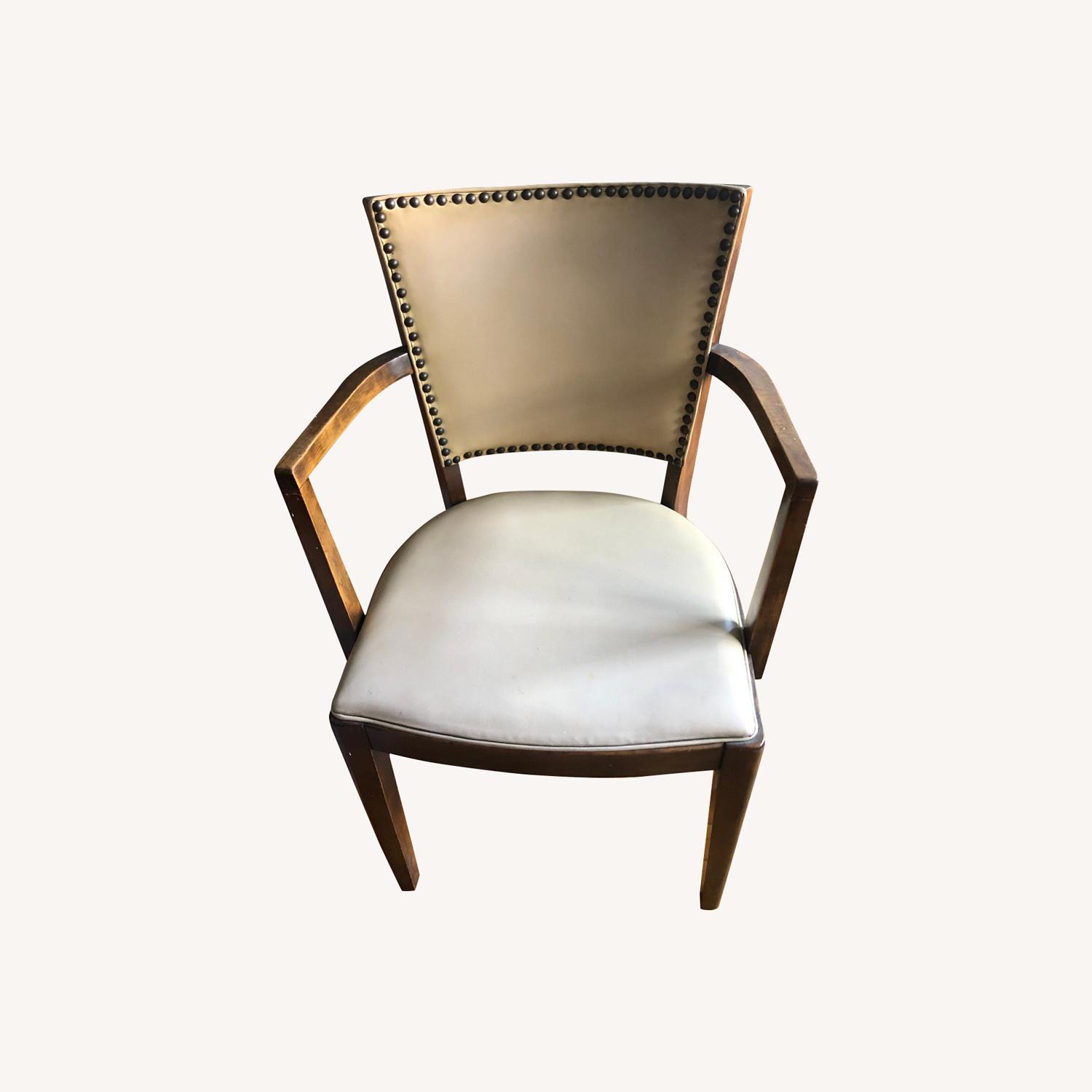 Wood and Leather Accent Chair - image-0