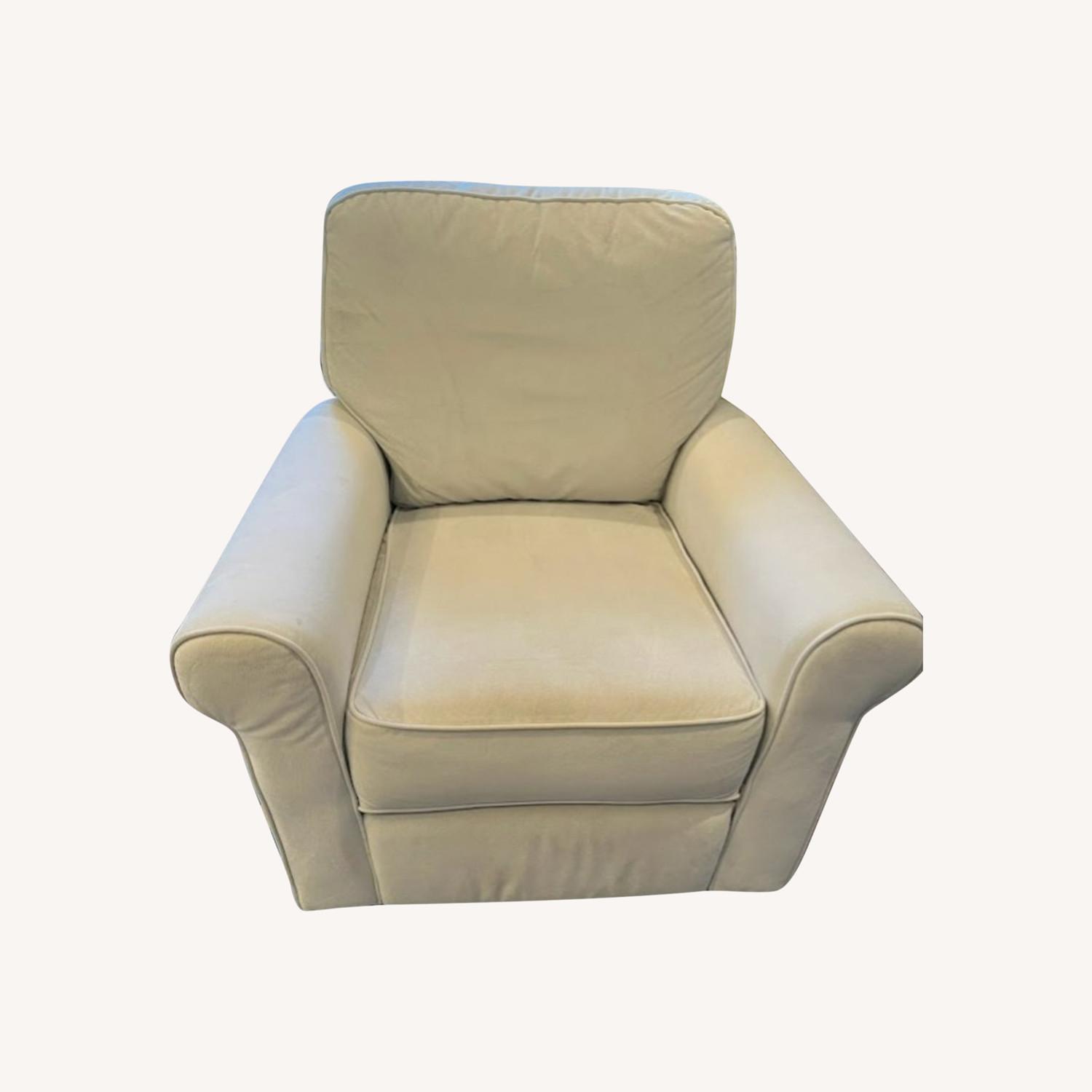 Pottery Barn Light Grey Swivel Recliner AptDeco