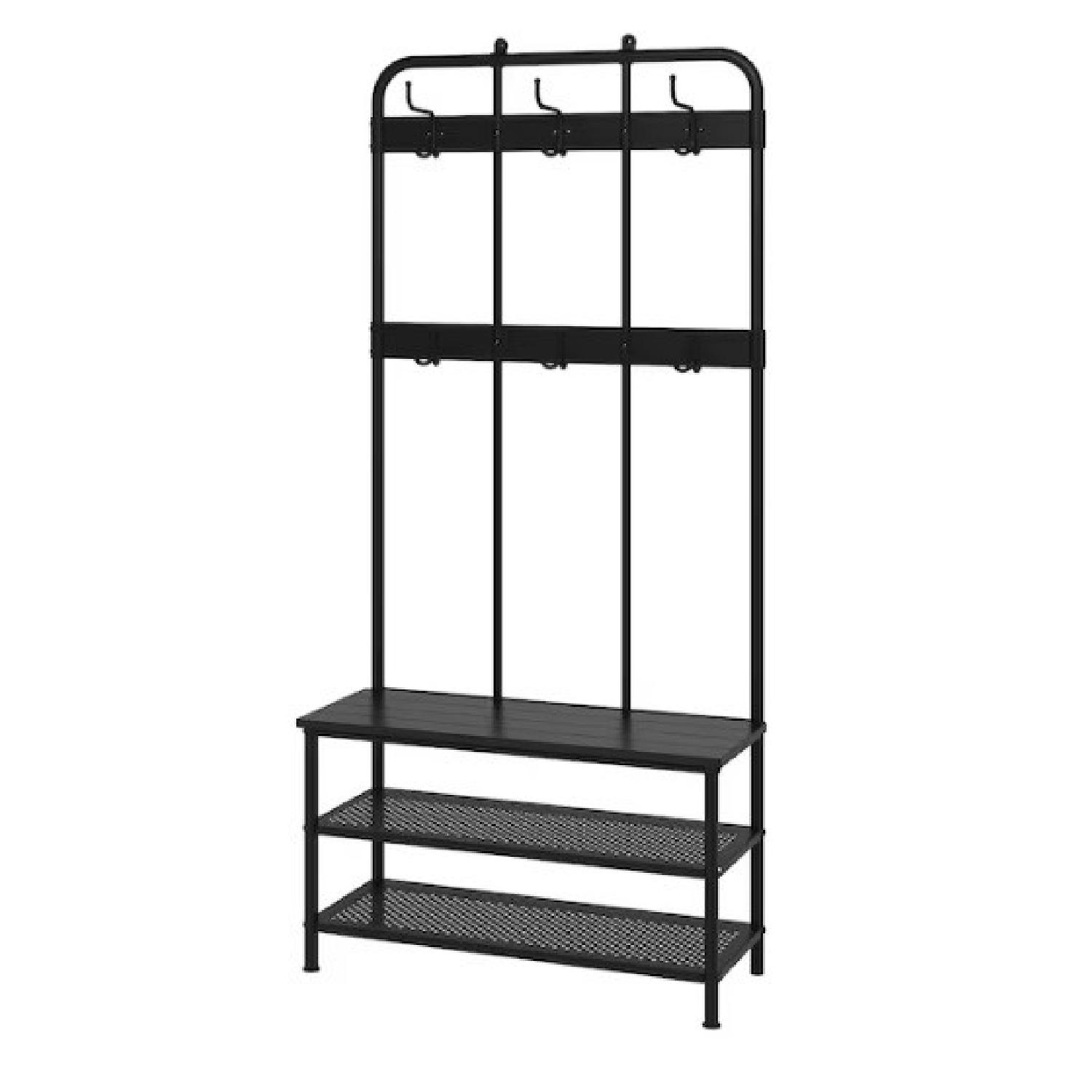 IKEA Black Metal / Wood Entryway Coat & Shoerack AptDeco
