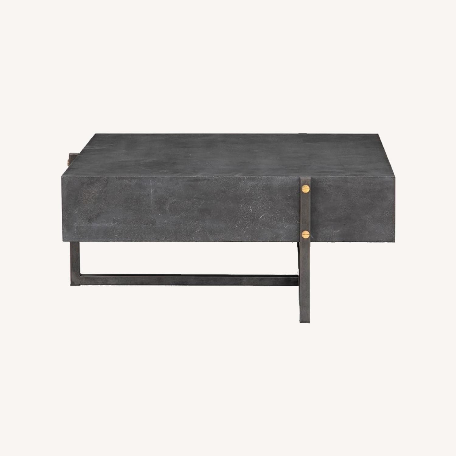 Kathy Kuo Bluestone Iron Coffee Table - AptDeco