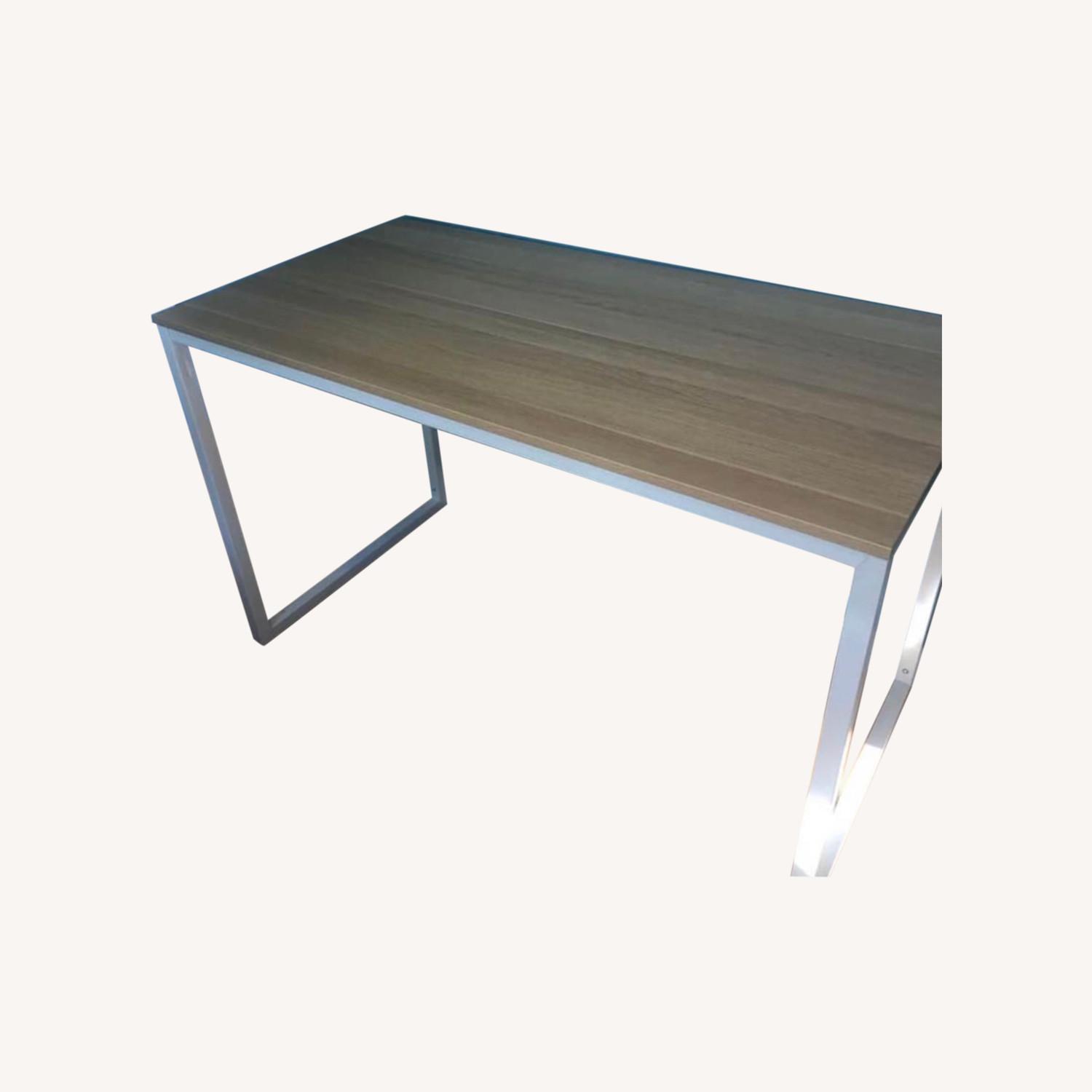 IKEA Desk Natural Wood w/ White Legs AptDeco