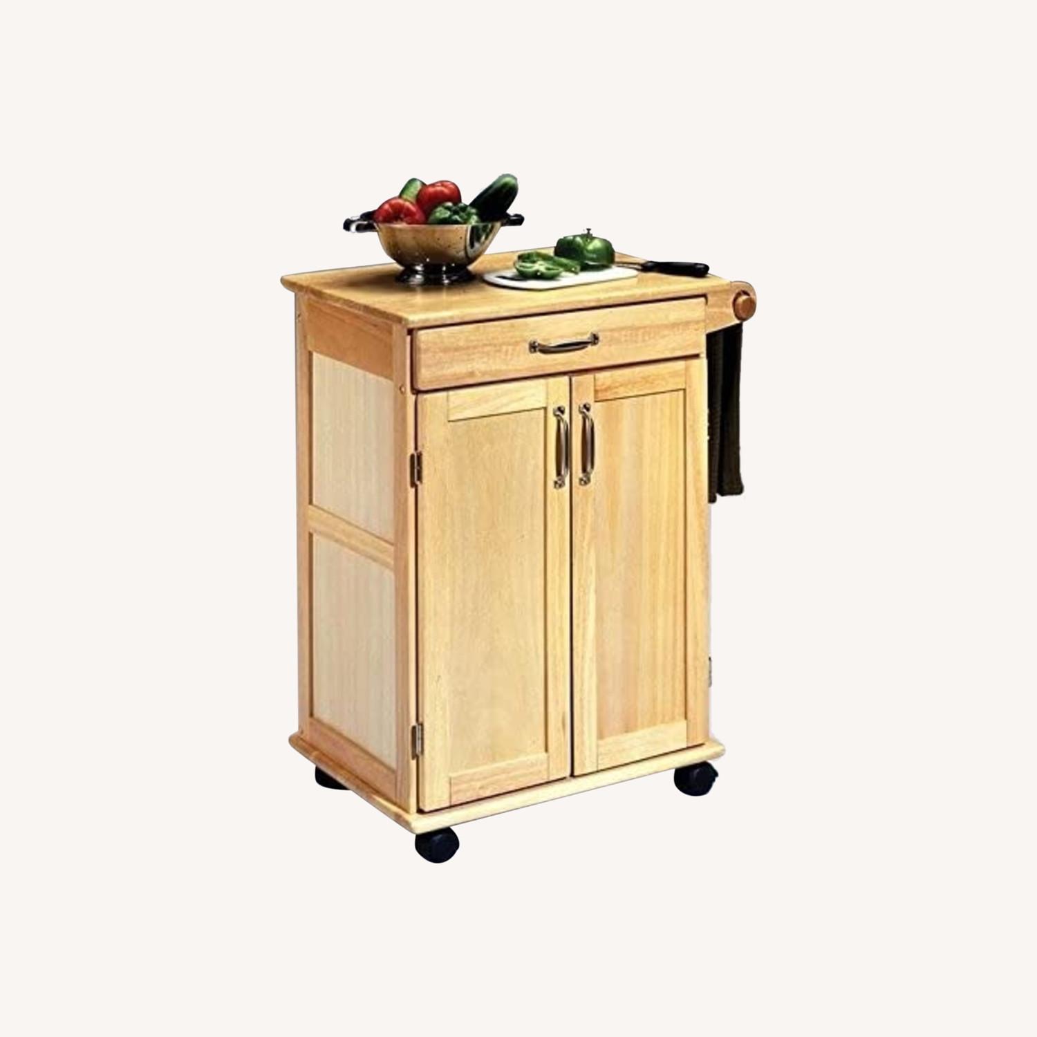 Home Depot Natural Wood Kitchen Cart With Storage AptDeco